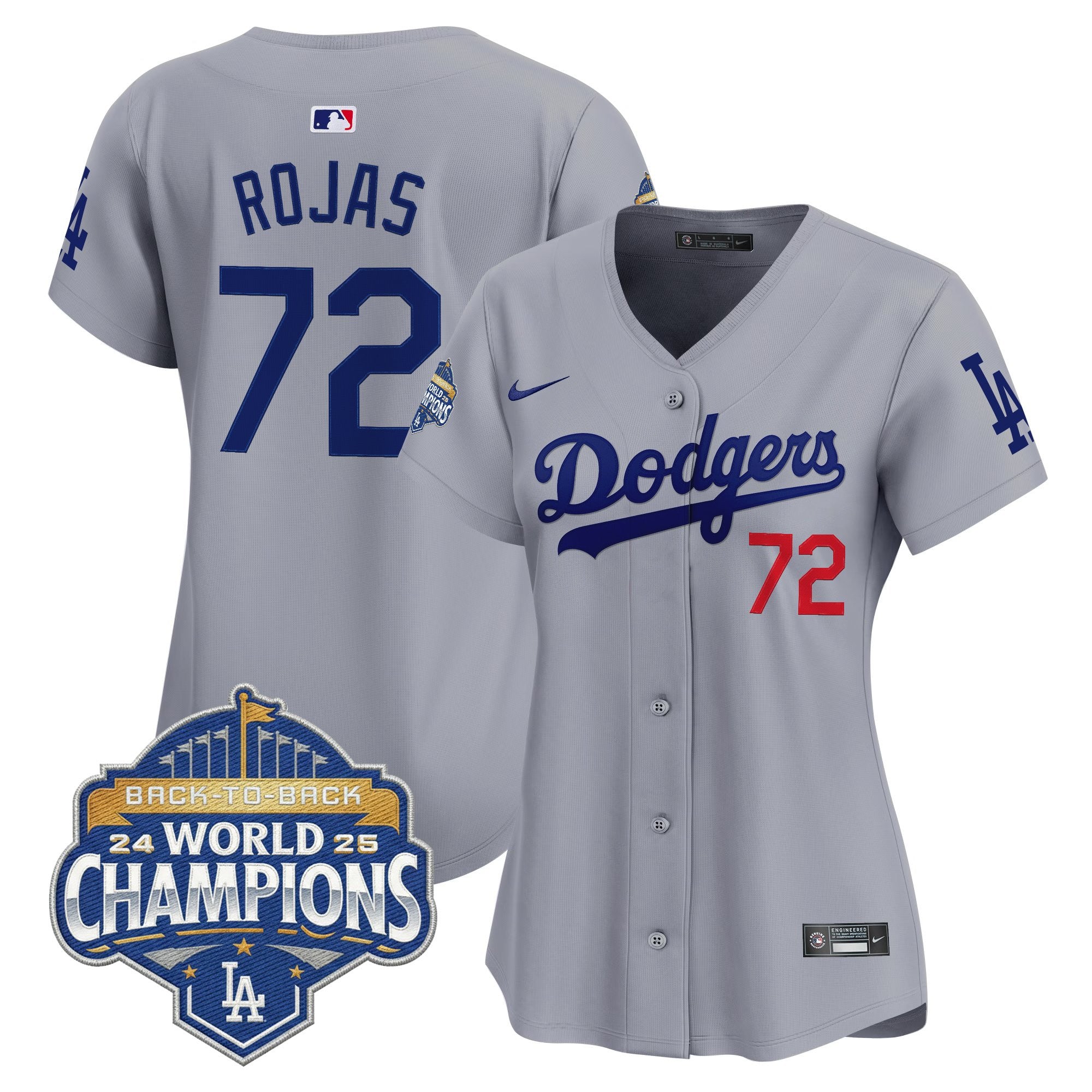 Women's Dodgers 2025 Back-To-Back Champions Vapor Premier Limited Jersey - All Stitched