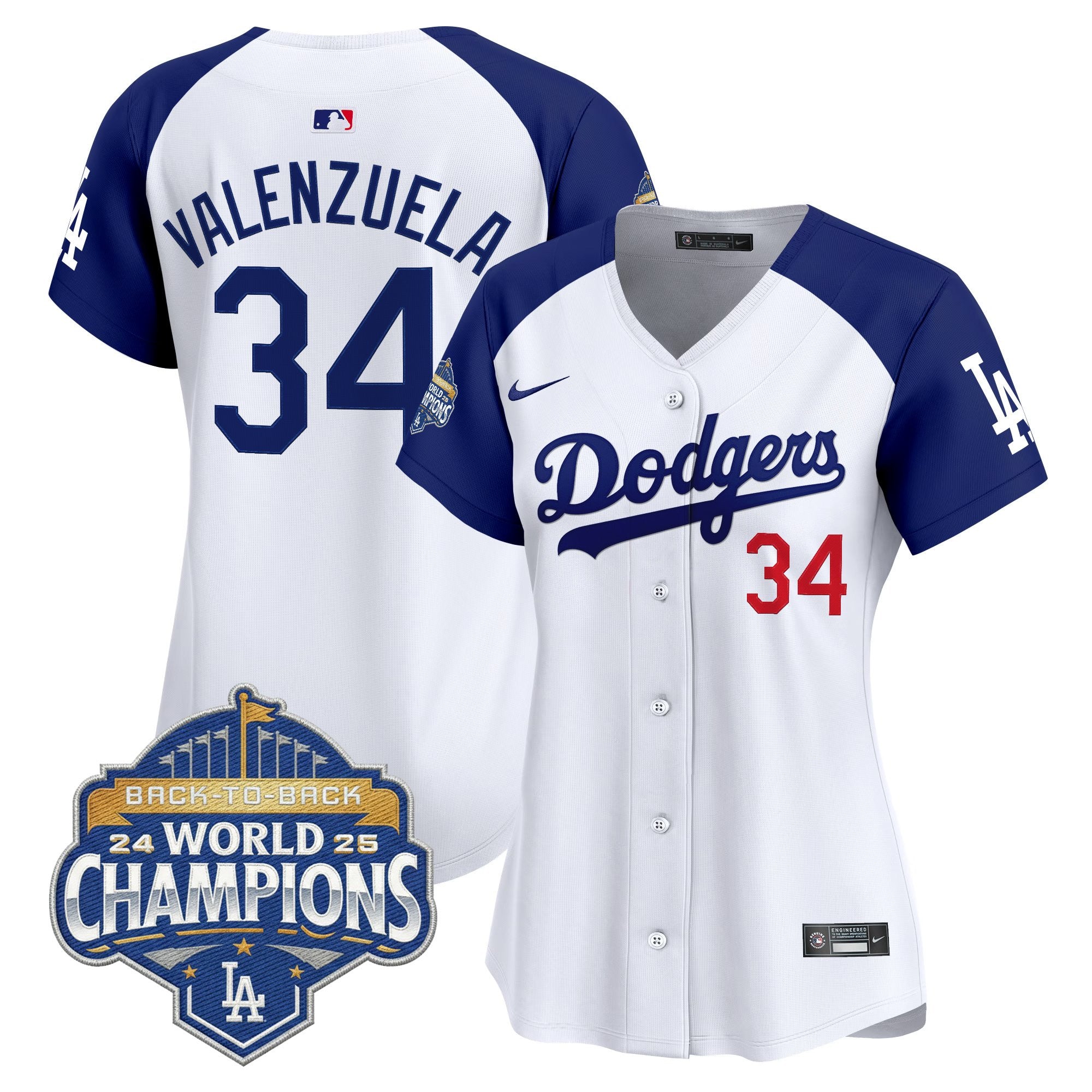 Women's Dodgers 2025 Back-To-Back Champions Vapor Premier Limited Jersey - All Stitched