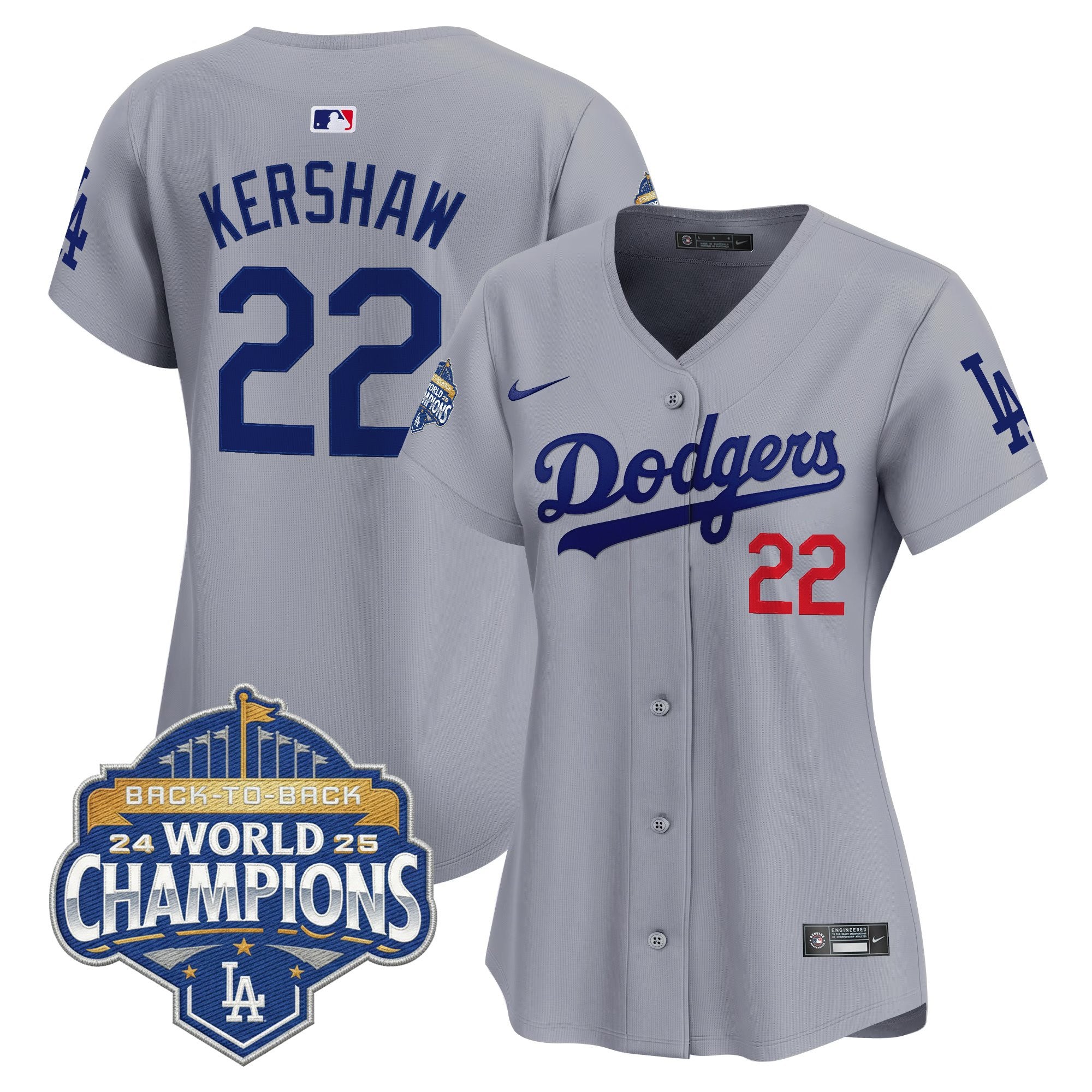 Women's Dodgers 2025 Back-To-Back Champions Vapor Premier Limited Jersey - All Stitched