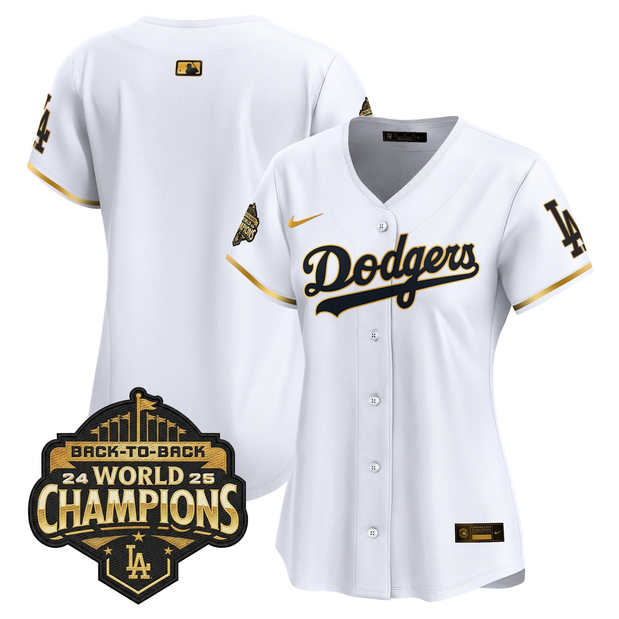 Women's Dodgers 2025 Back-To-Back Champions Vapor Premier Limited Jersey - All Stitched