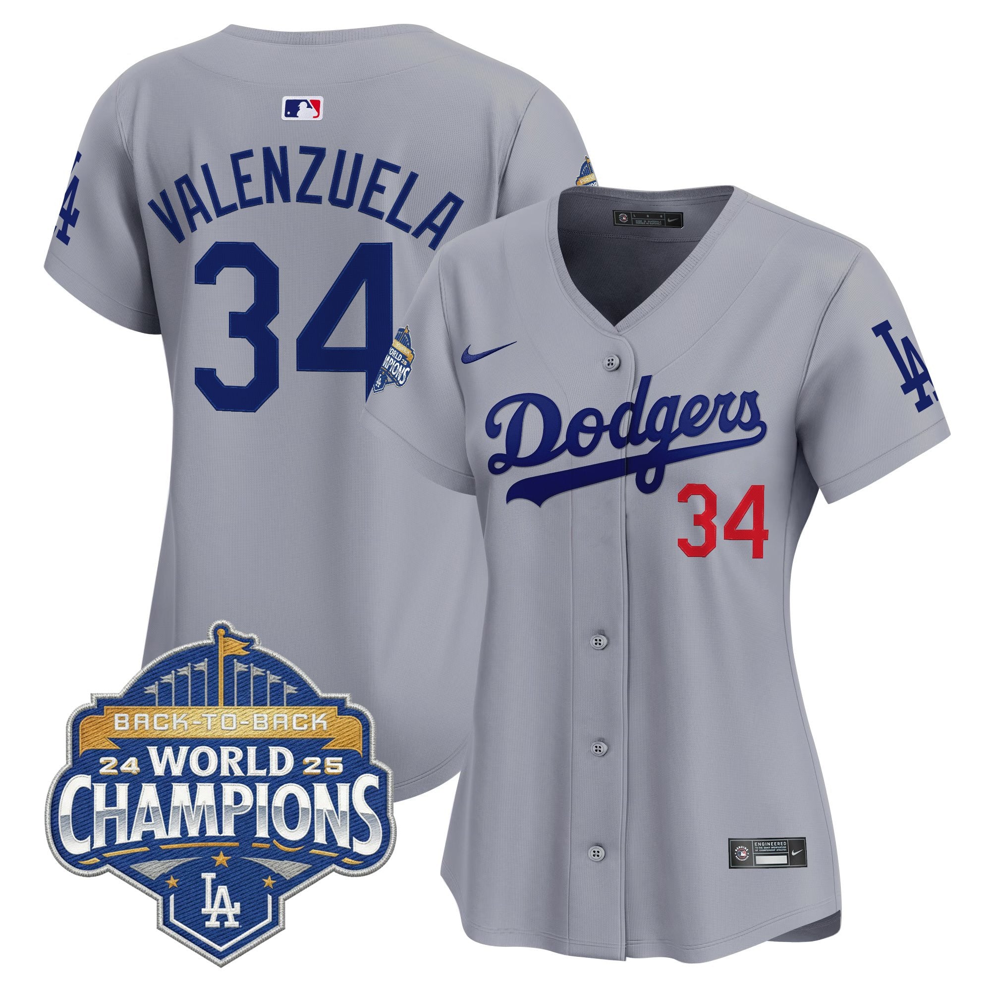 Women's Dodgers 2025 Back-To-Back Champions Vapor Premier Limited Jersey - All Stitched