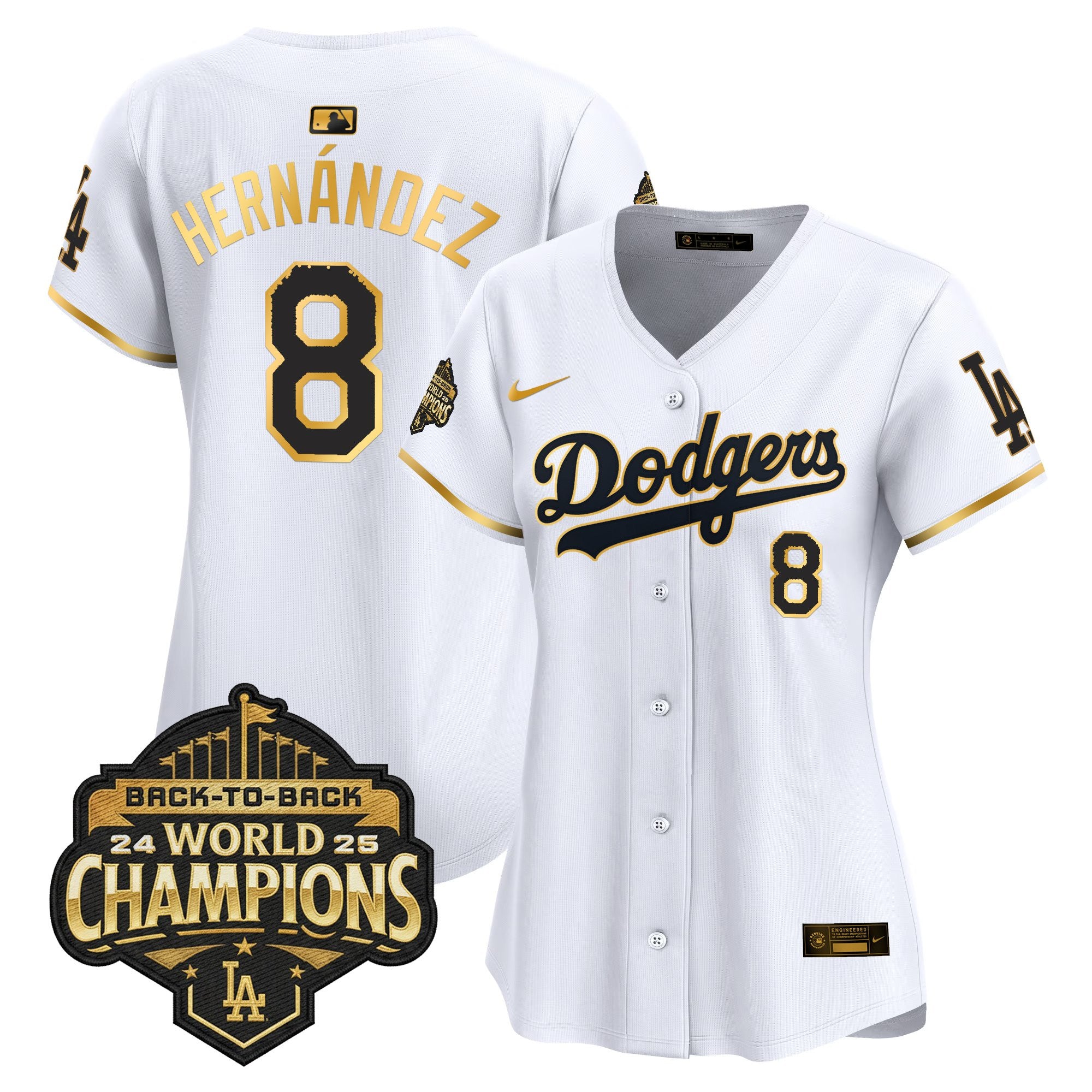 Women's Dodgers 2025 Back-To-Back Champions Vapor Premier Limited Jersey - All Stitched