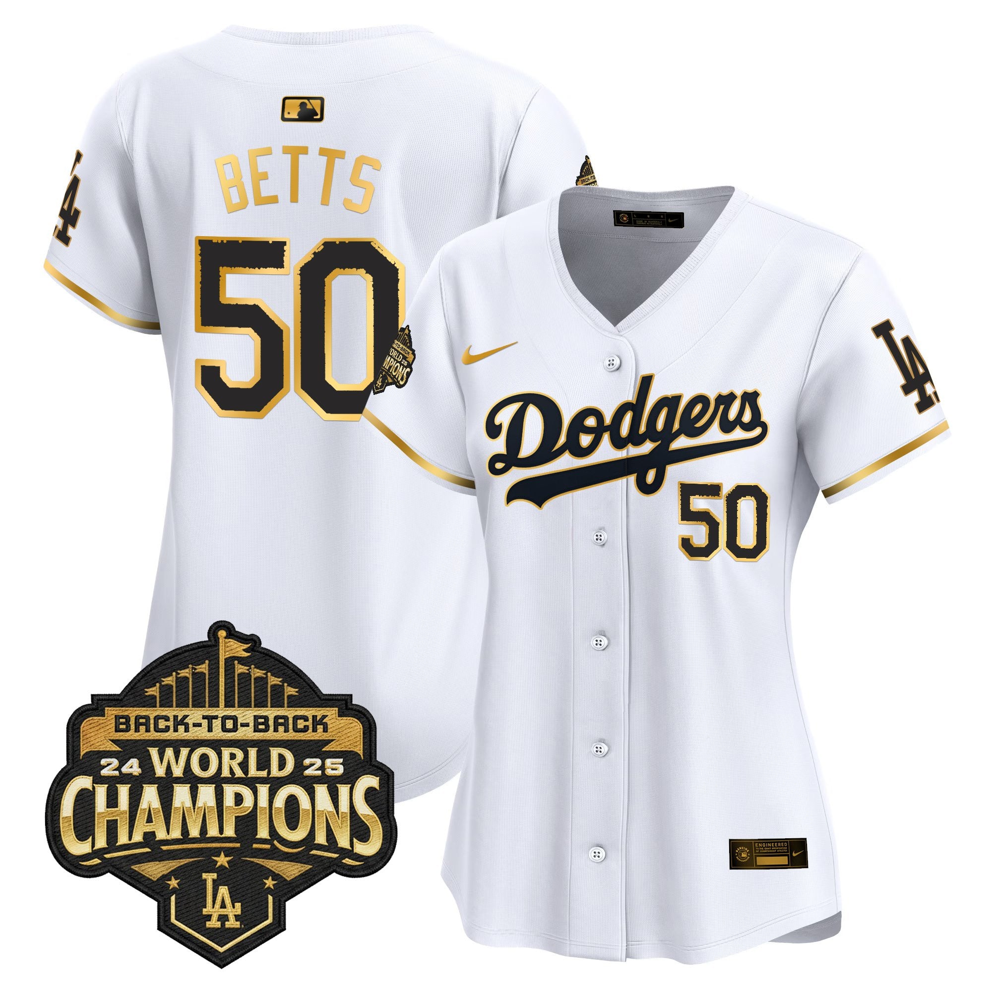Women's Dodgers 2025 Back-To-Back Champions Vapor Premier Limited Jersey - All Stitched