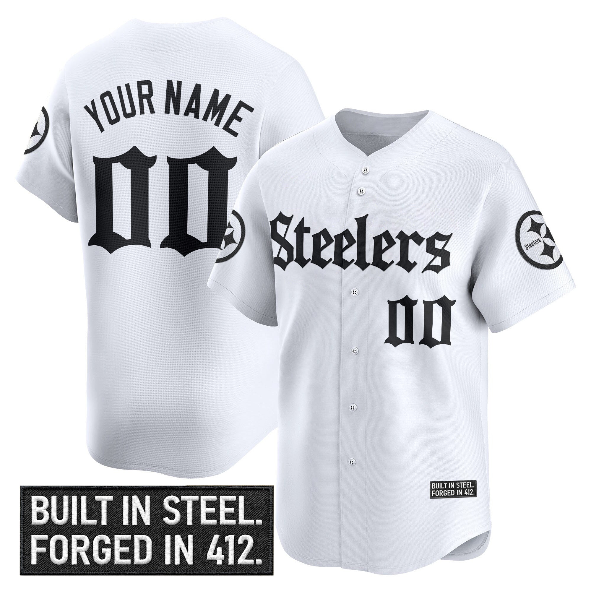 Pittsburgh Steelers 'Gothic Steel City Edition' Vapor Baseball Custom Jersey - All Stitched