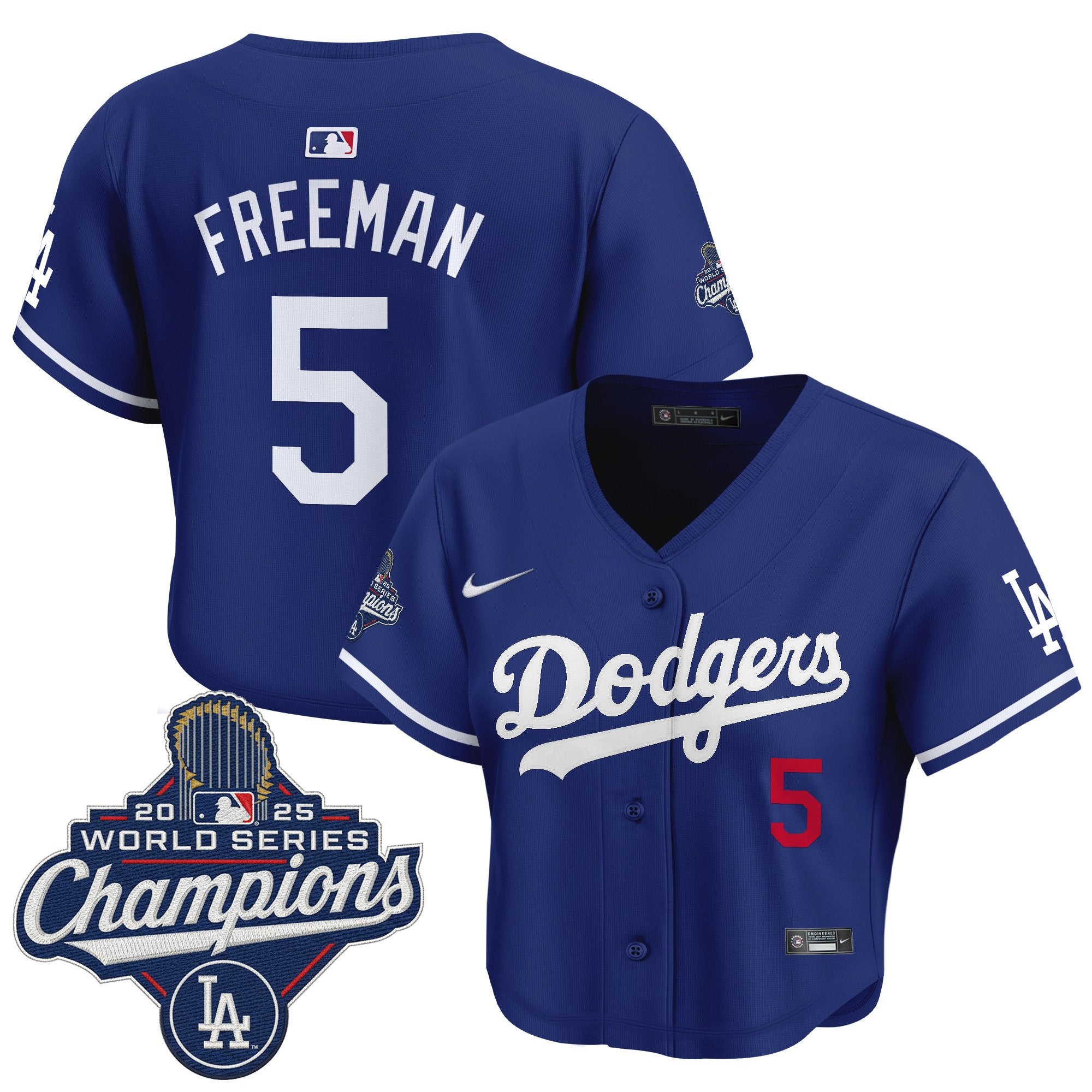 Women's Dodgers 2025 World Series Champions Crop Top Baseball Jersey - All Stitched