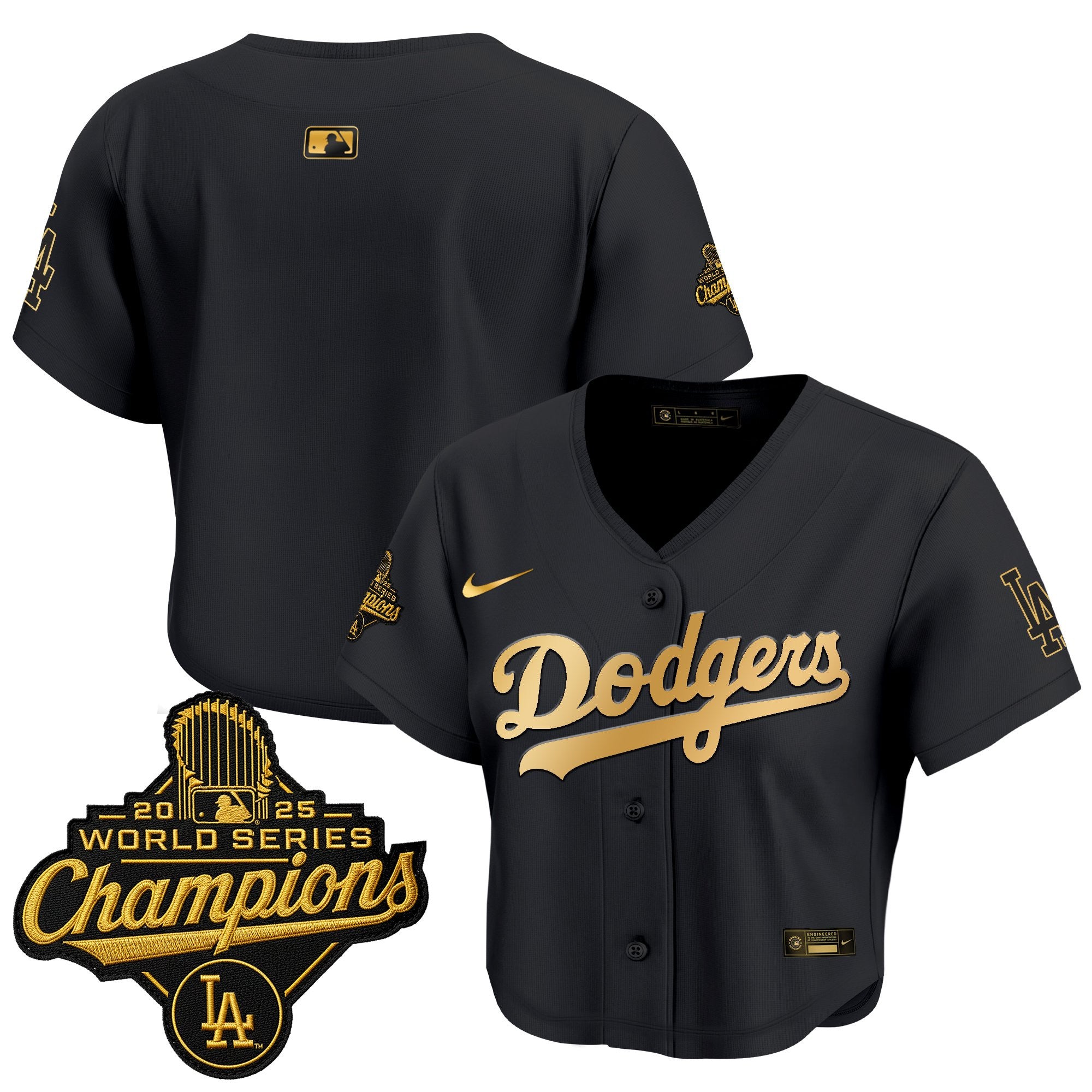 Women's Dodgers 2025 World Series Champions Crop Top Baseball Jersey - All Stitched
