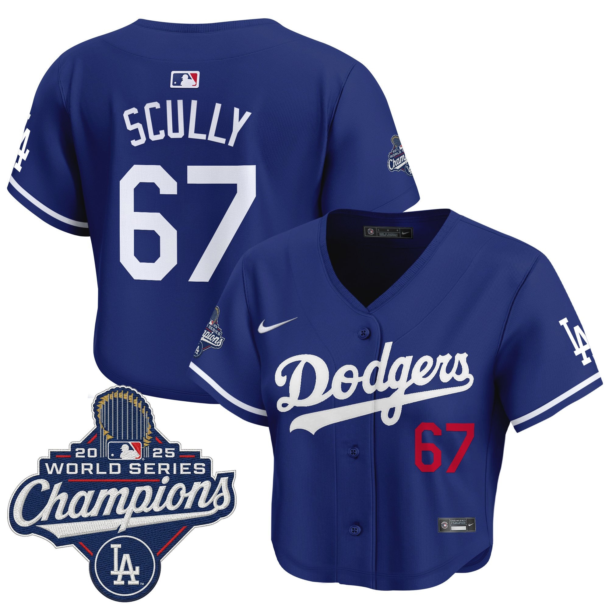 Women's Dodgers 2025 World Series Champions Crop Top Baseball Jersey - All Stitched
