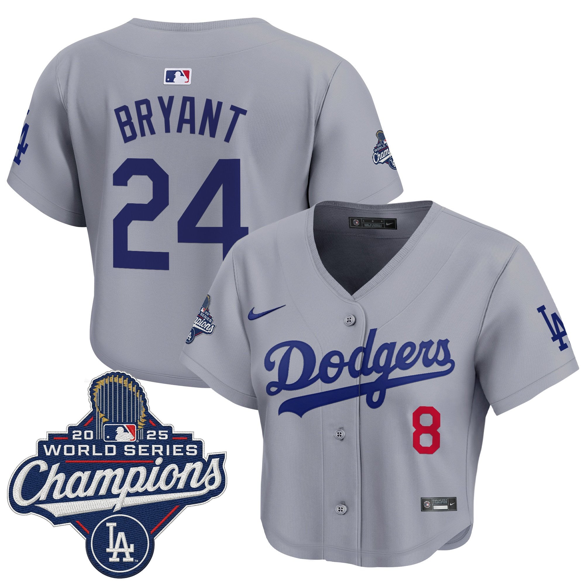 Women's Dodgers 2025 World Series Champions Crop Top Baseball Jersey - All Stitched