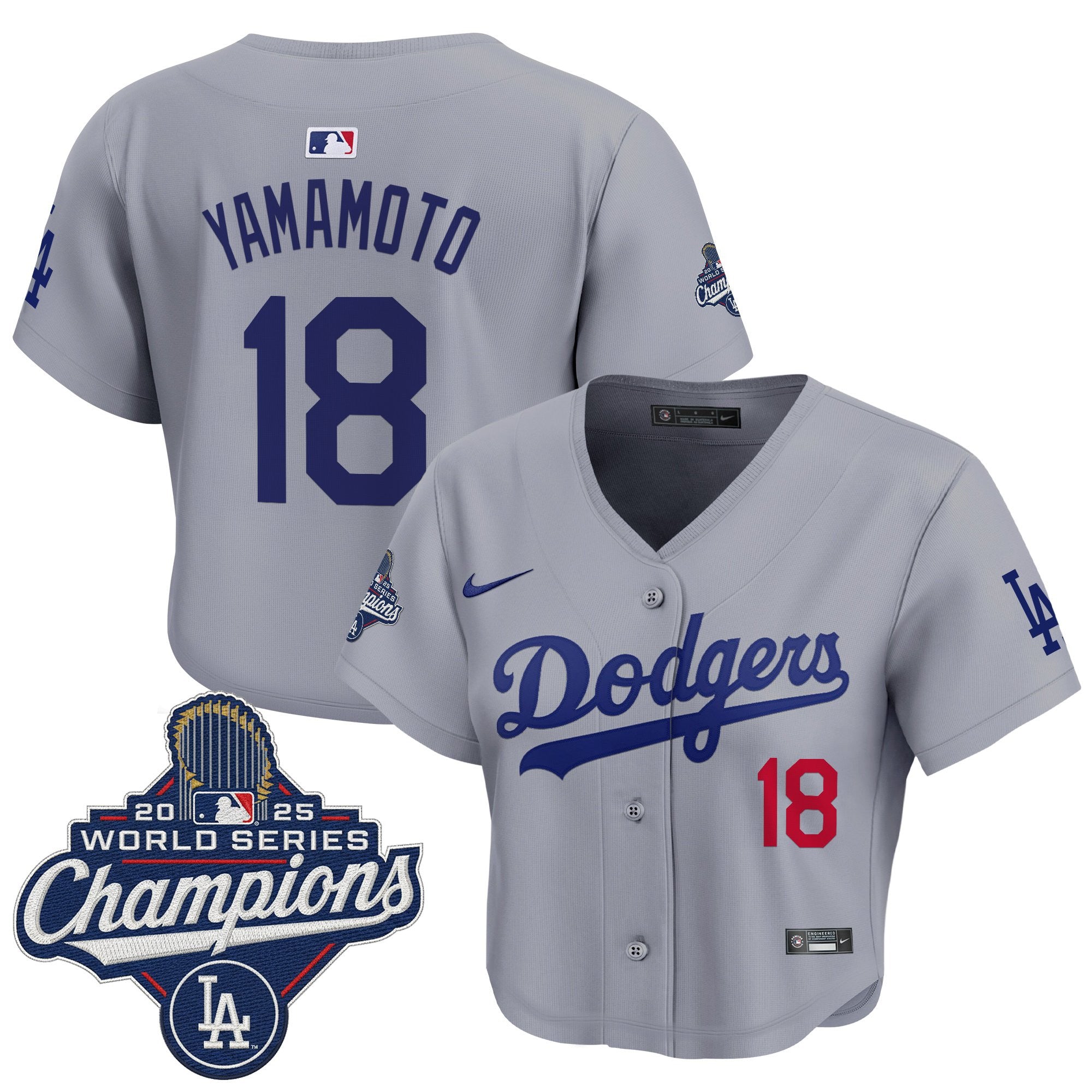 Women's Dodgers 2025 World Series Champions Crop Top Baseball Jersey - All Stitched