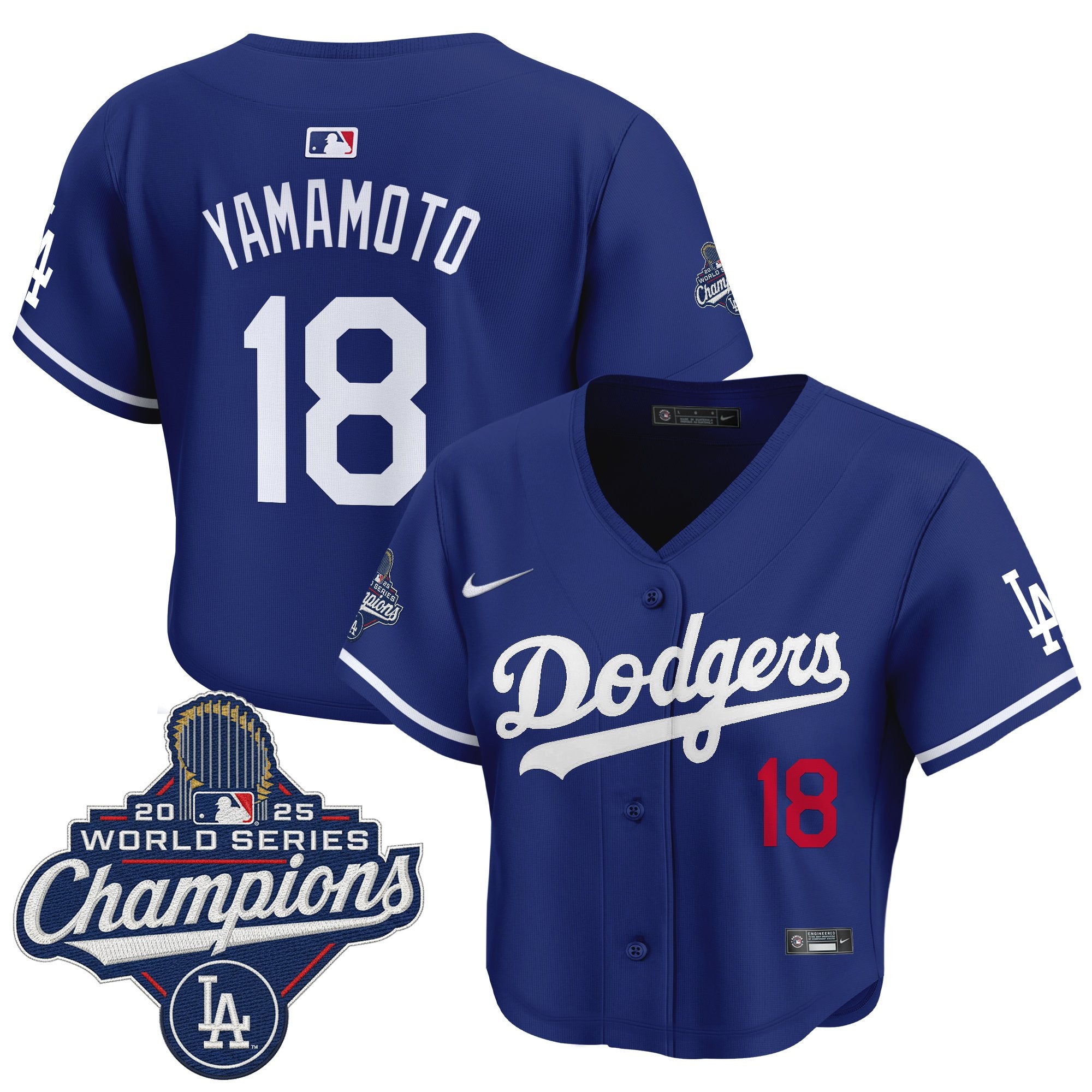 Women's Dodgers 2025 World Series Champions Crop Top Baseball Jersey - All Stitched