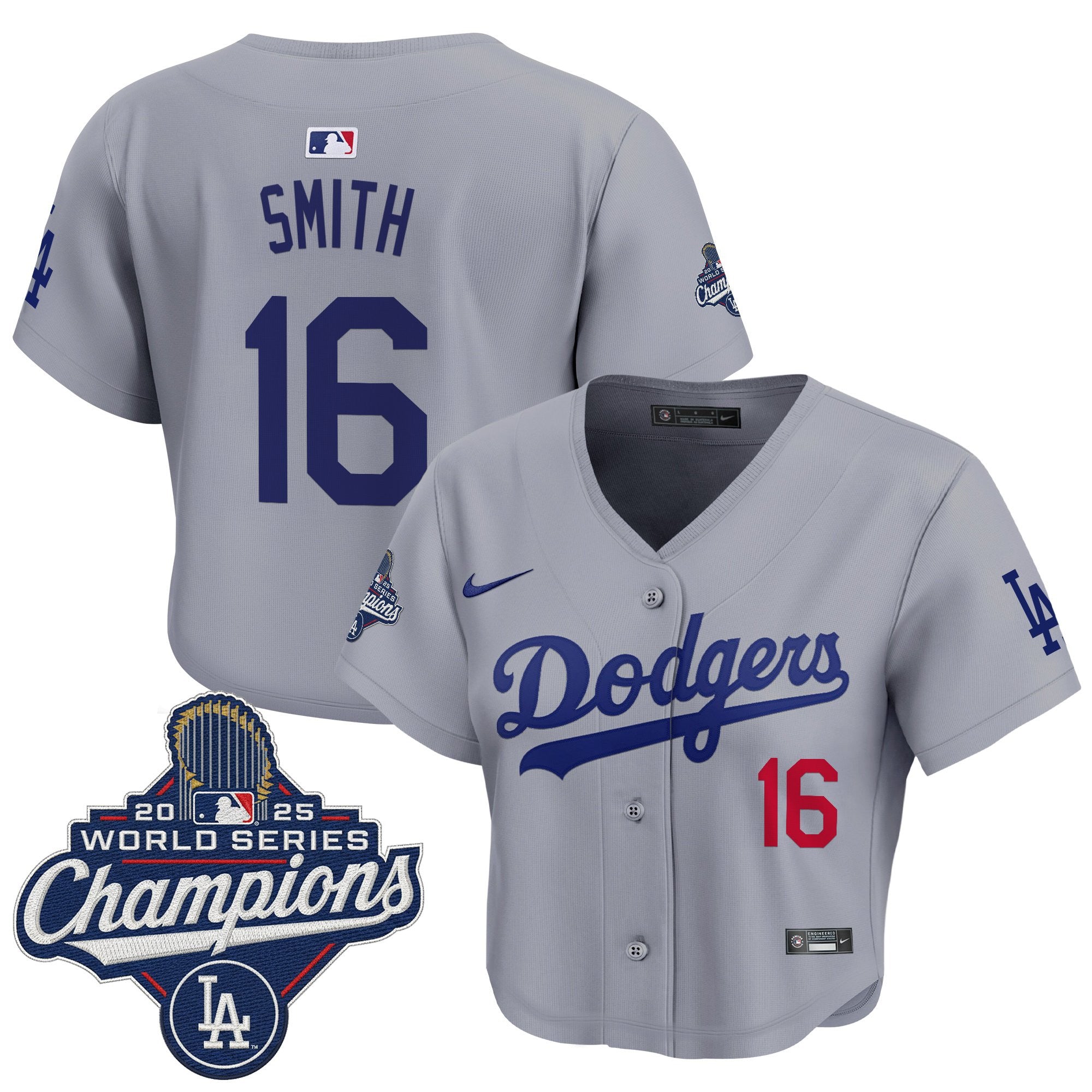 Women's Dodgers 2025 World Series Champions Crop Top Baseball Jersey - All Stitched
