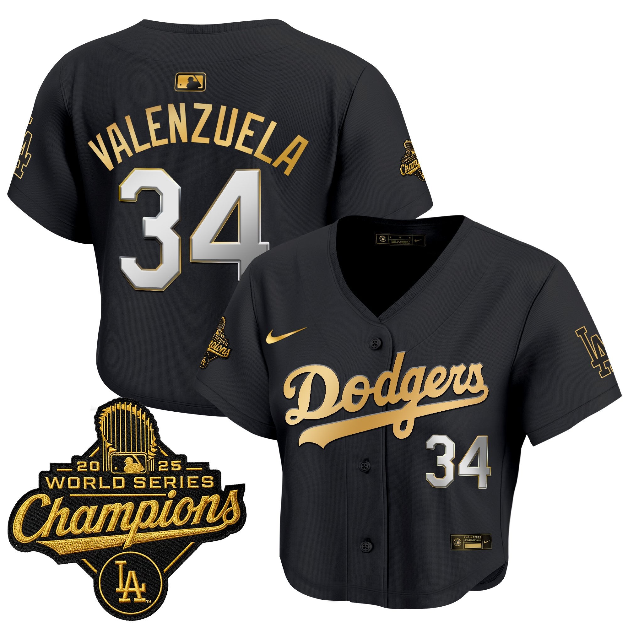 Women's Dodgers 2025 World Series Champions Patch Gold Trim Crop Top Baseball Jersey - All Stitched