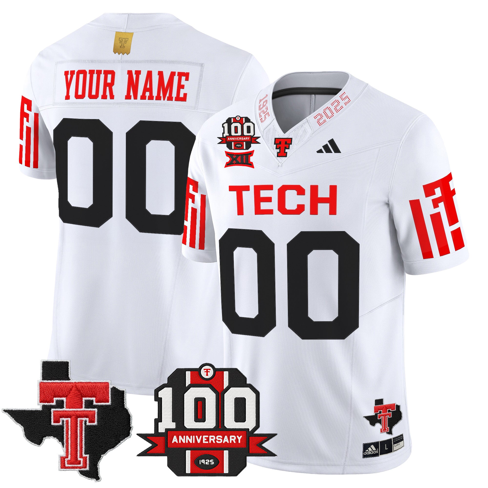 Texas Tech Red Raiders 2025 Vapor Limited Custom Jersey - 100th Anniversary & Texas Patch - All Stitched
