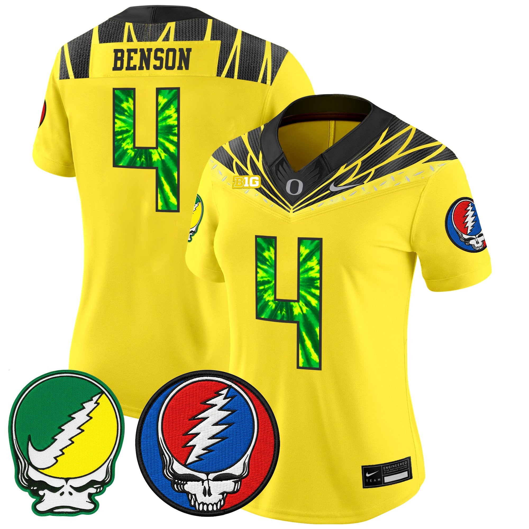 Women's Oregon Ducks 2025 'Grateful Ducks x Grateful Dead' Vapor Limited Jersey - All Stitched