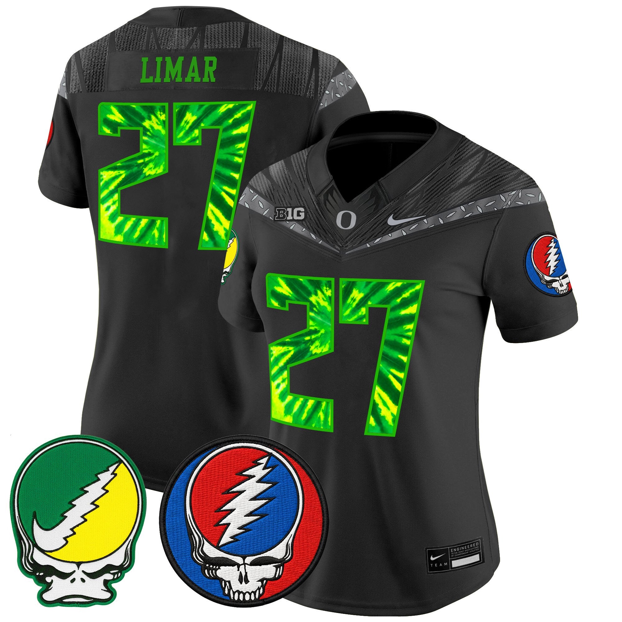 Women's Oregon Ducks 2025 'Grateful Ducks x Grateful Dead' Vapor Limited Jersey - All Stitched
