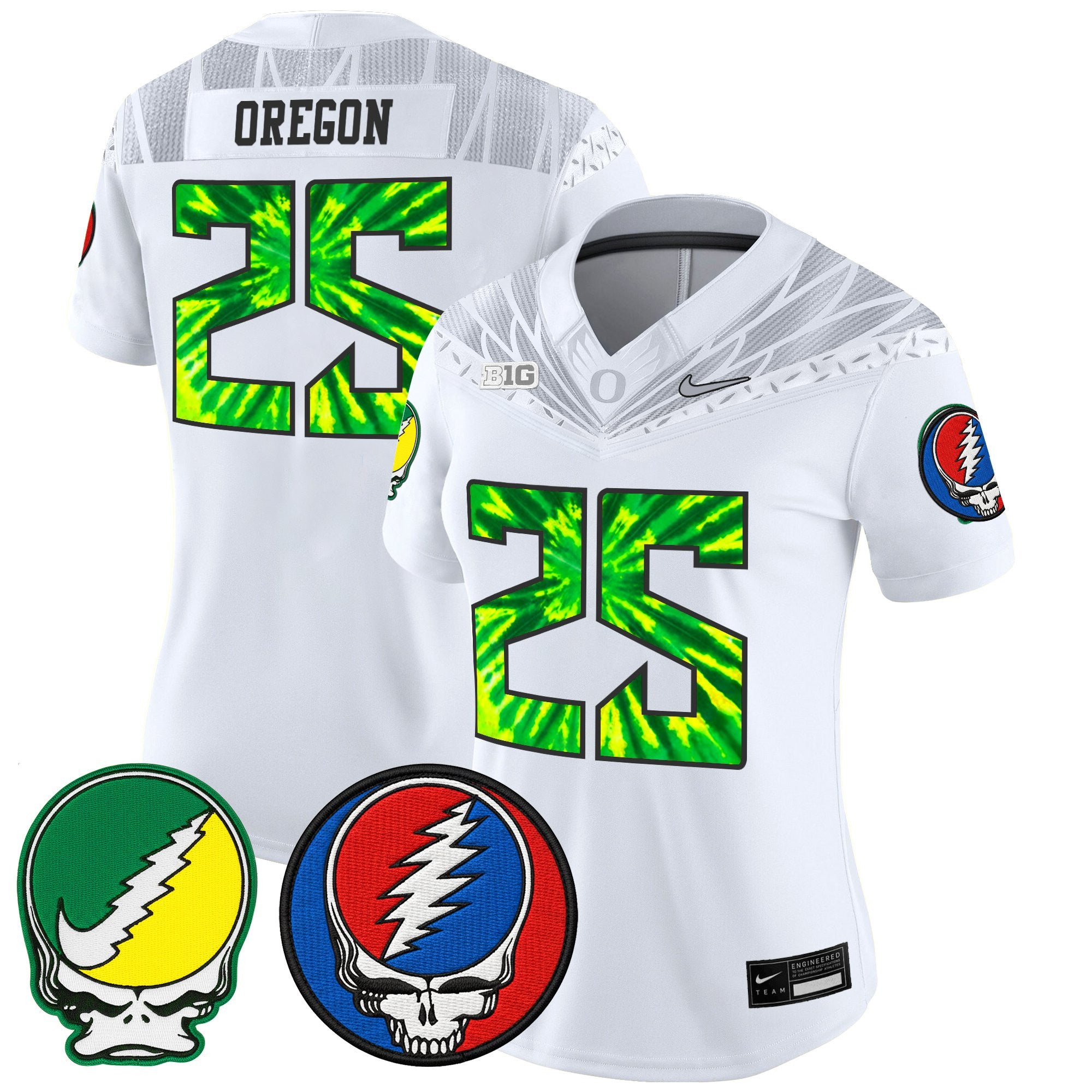 Women's Oregon Ducks 2025 'Grateful Ducks x Grateful Dead' Vapor Limited Jersey - All Stitched