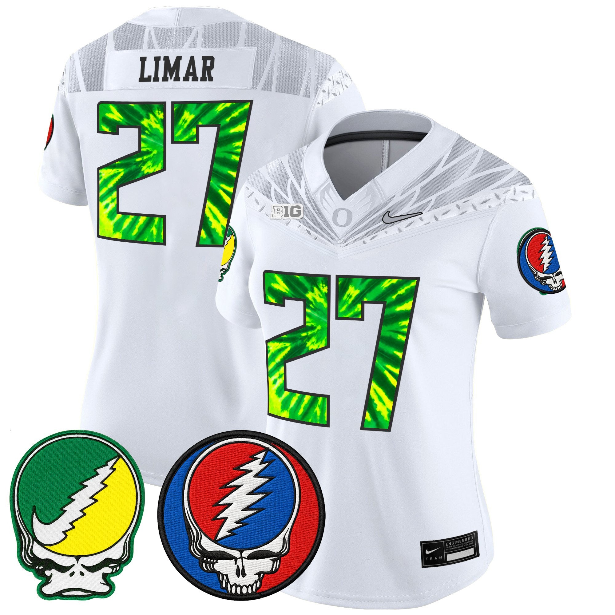 Women's Oregon Ducks 2025 'Grateful Ducks x Grateful Dead' Vapor Limited Jersey - All Stitched