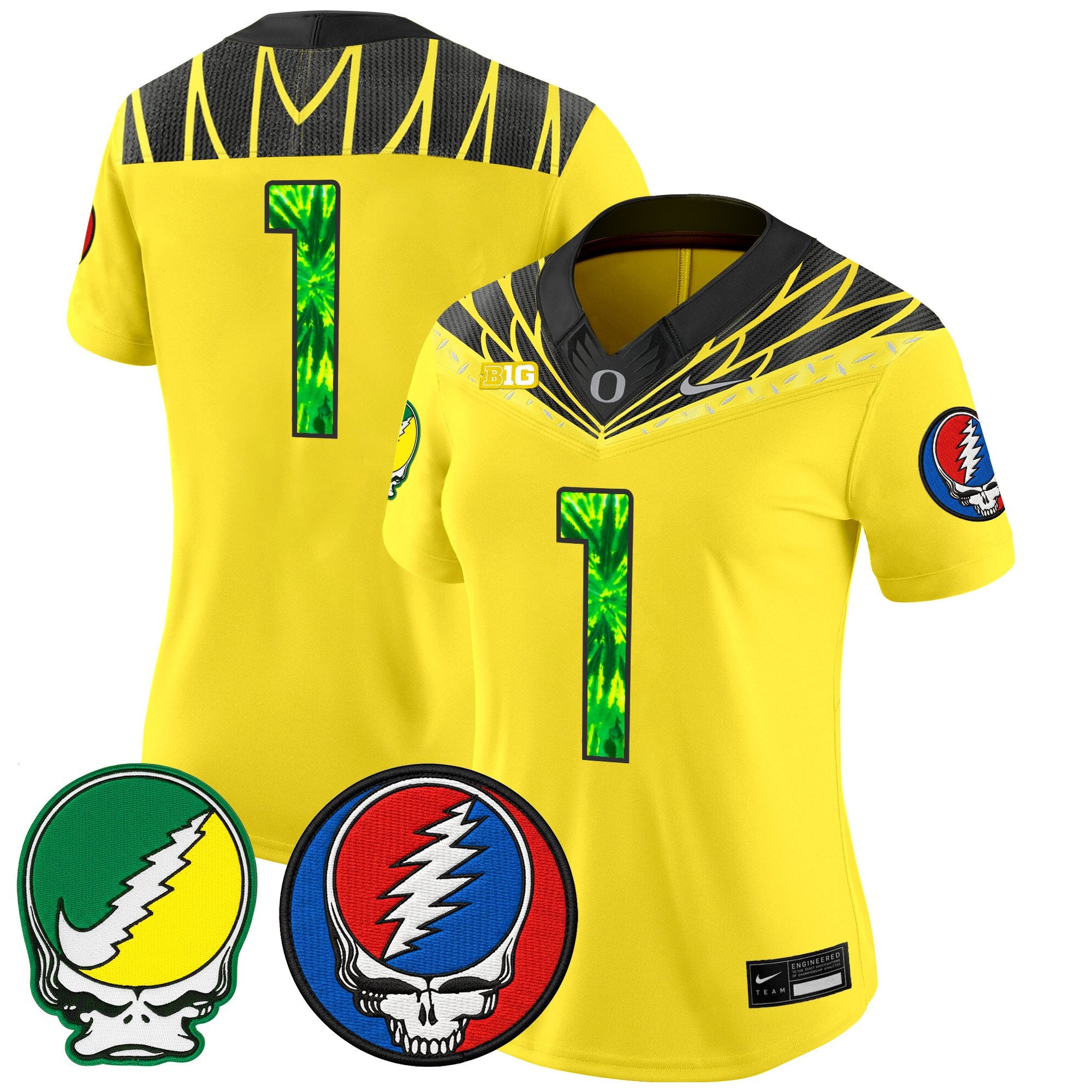 Women's Oregon Ducks 2025 'Grateful Ducks x Grateful Dead' Vapor Limited Jersey - All Stitched