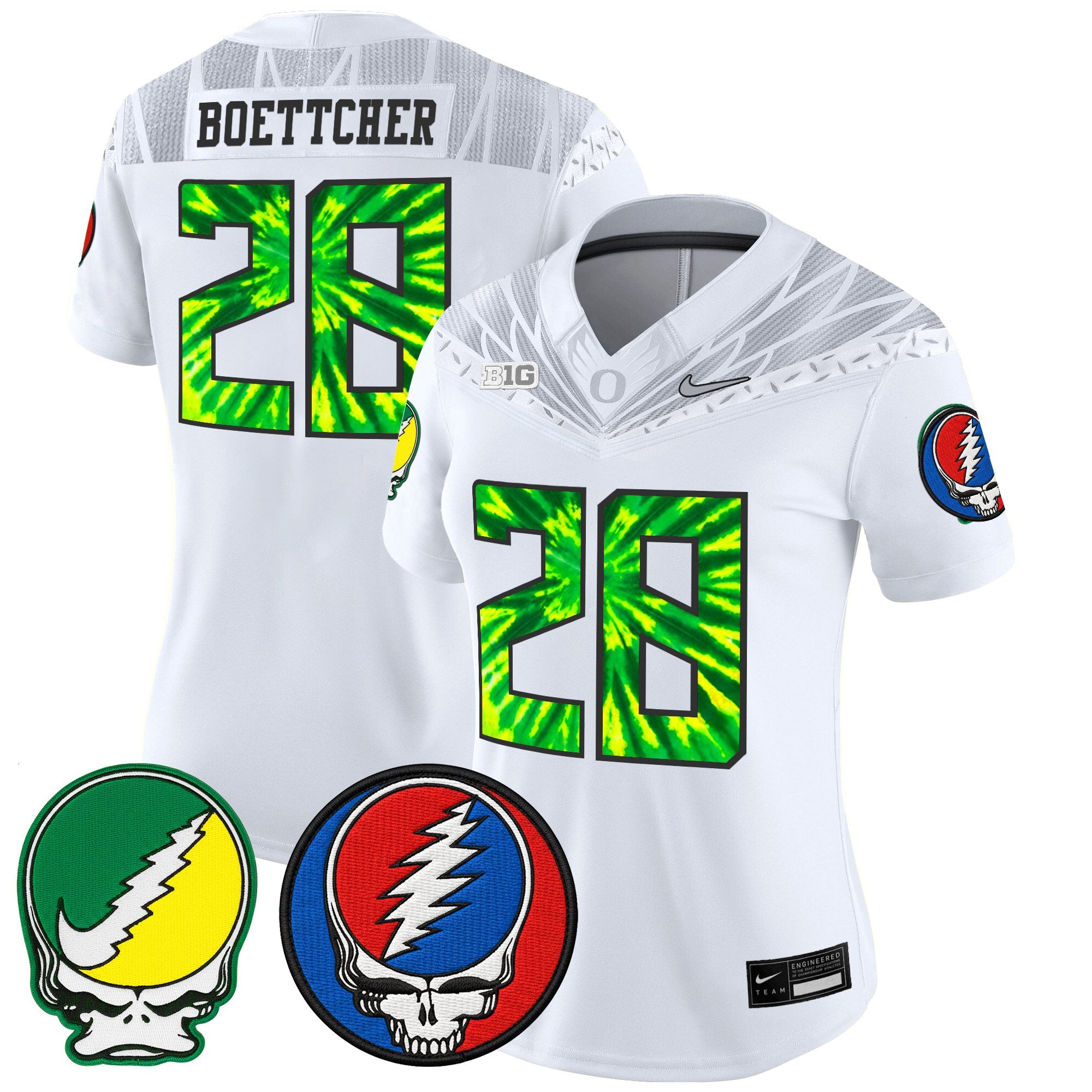 Women's Oregon Ducks 2025 'Grateful Ducks x Grateful Dead' Vapor Limited Jersey - All Stitched