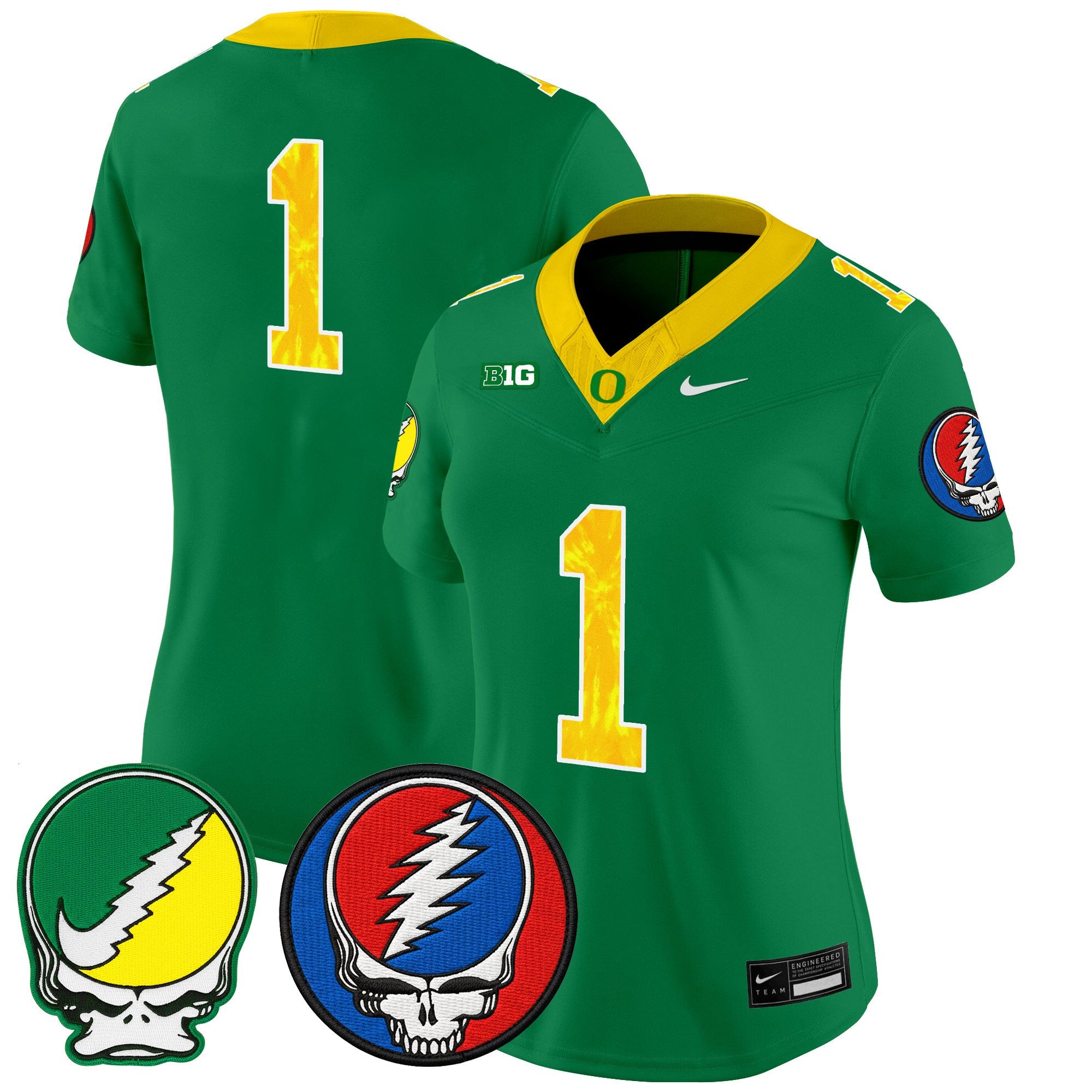 Women's Oregon Ducks 2025 'Grateful Ducks x Grateful Dead' Vapor Limited Jersey - All Stitched