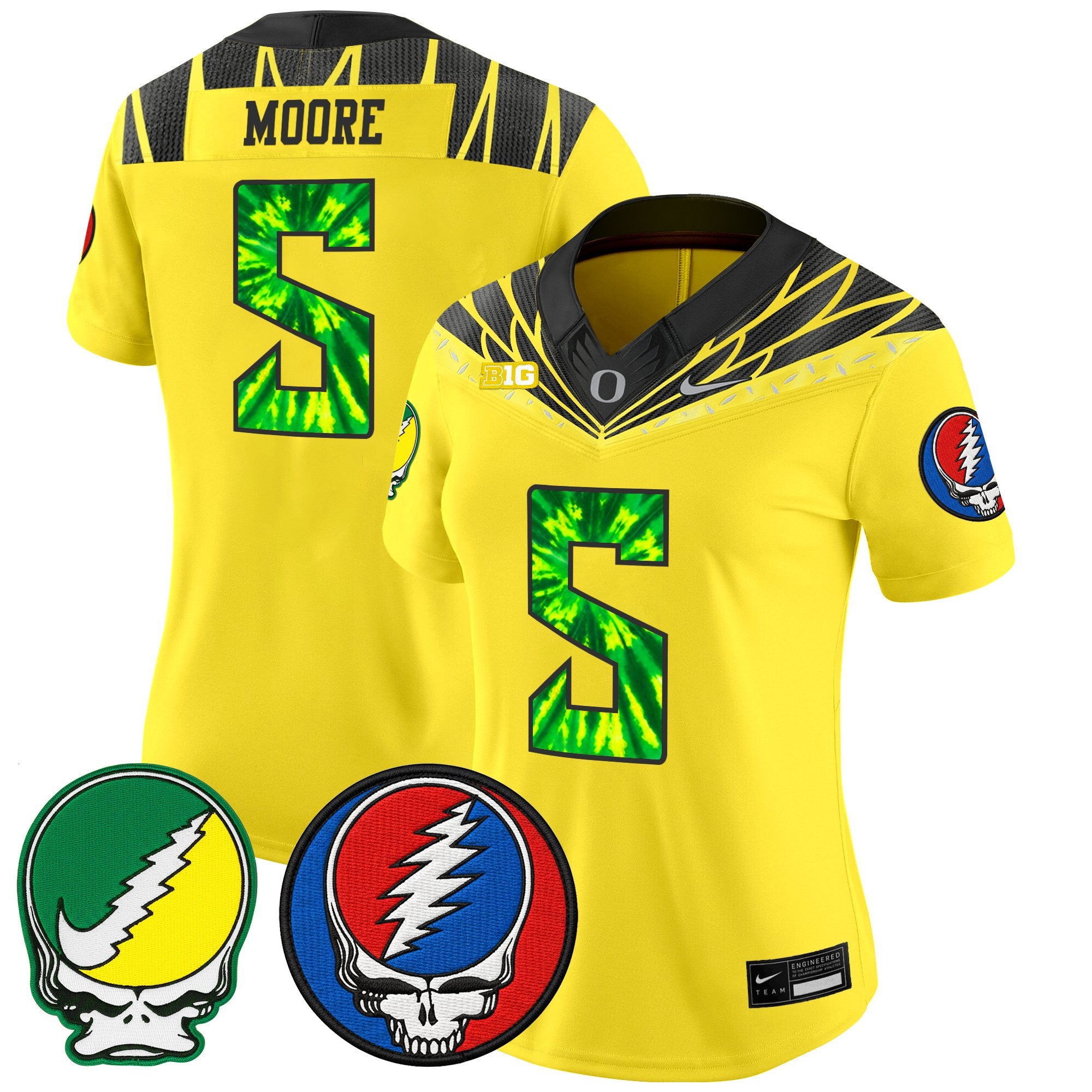 Women's Oregon Ducks 2025 'Grateful Ducks x Grateful Dead' Vapor Limited Jersey - All Stitched