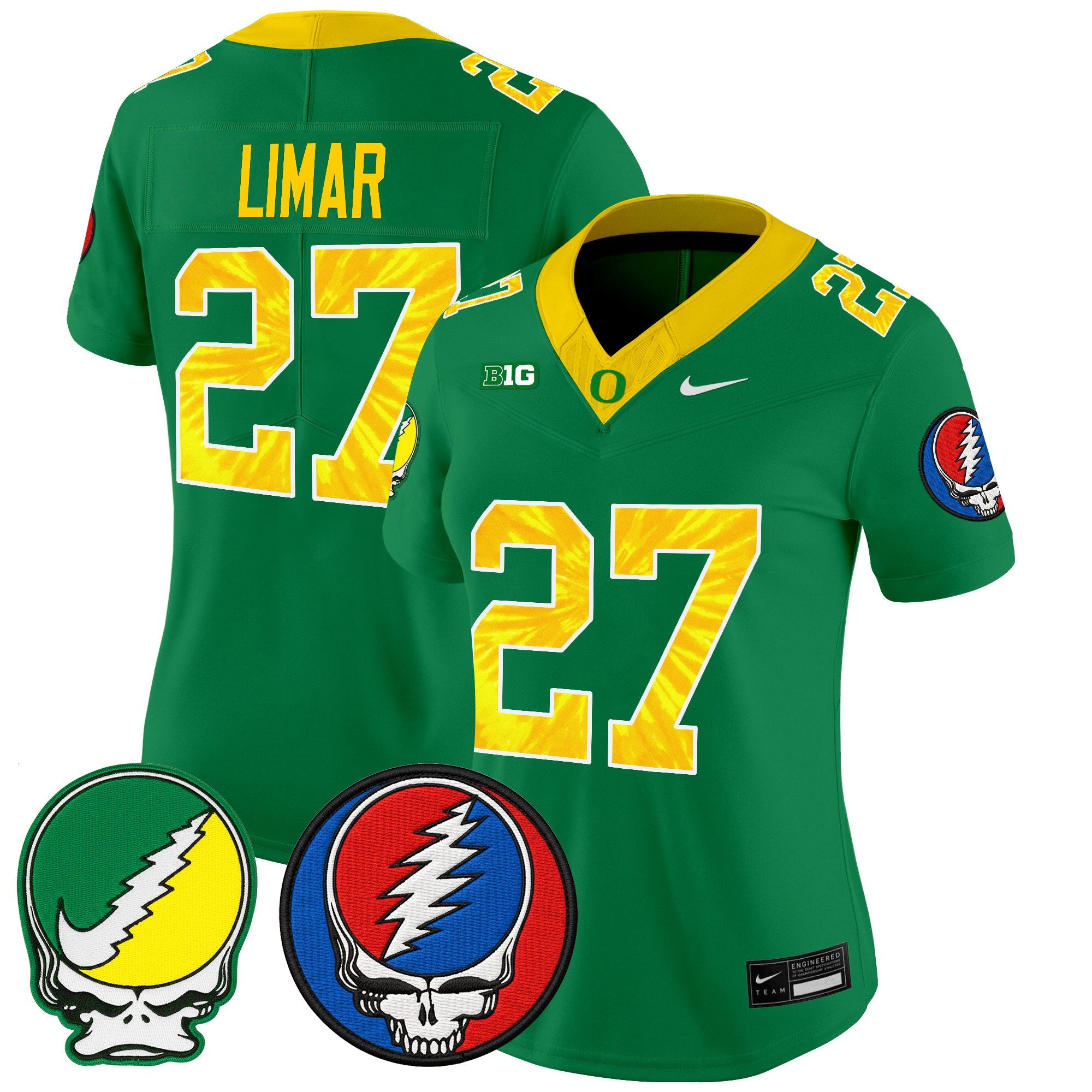 Women's Oregon Ducks 2025 'Grateful Ducks x Grateful Dead' Vapor Limited Jersey - All Stitched