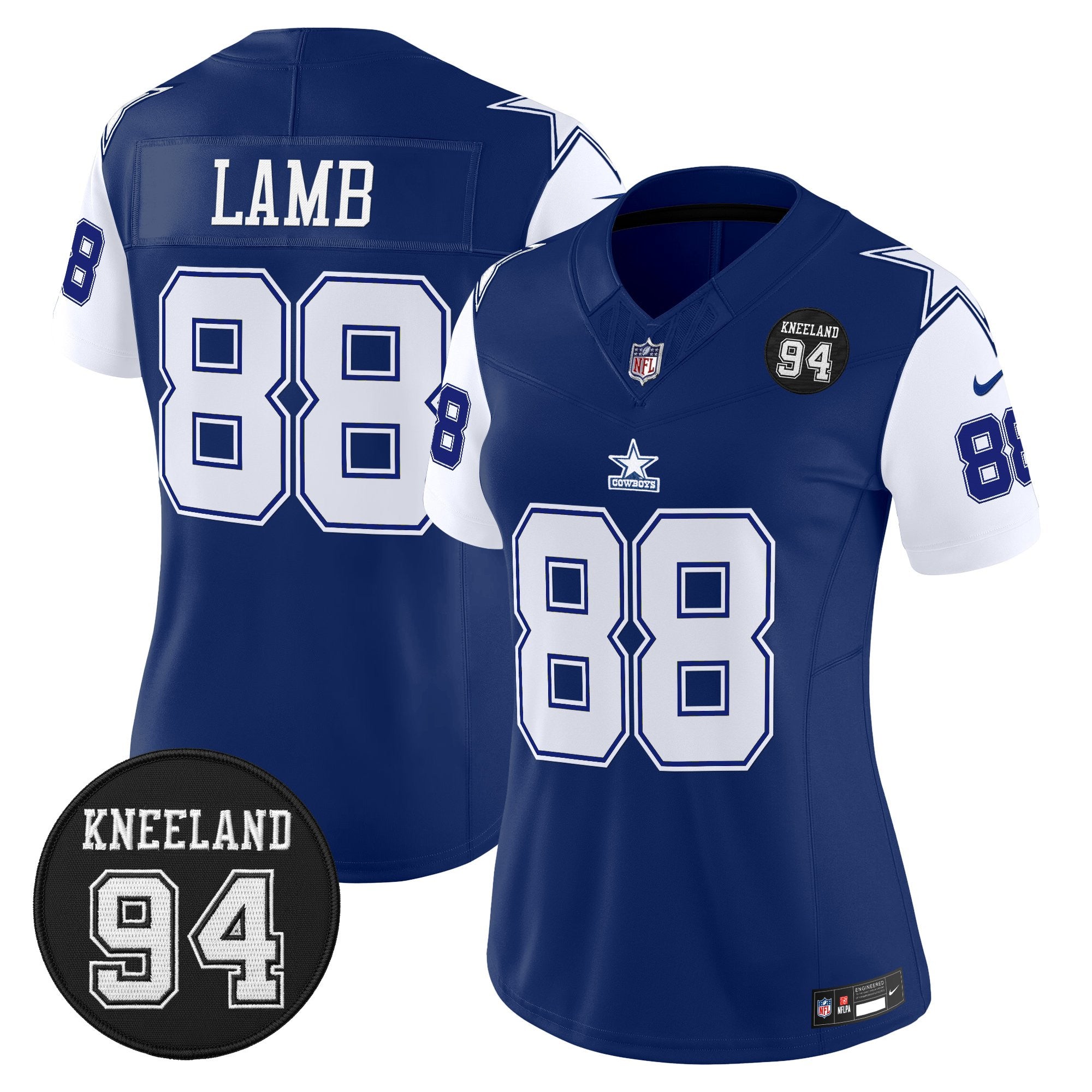 Women's Dallas Cowboys #94 Marshawn Kneeland Memorial Patch Vapor Limited Jersey - All Stitched