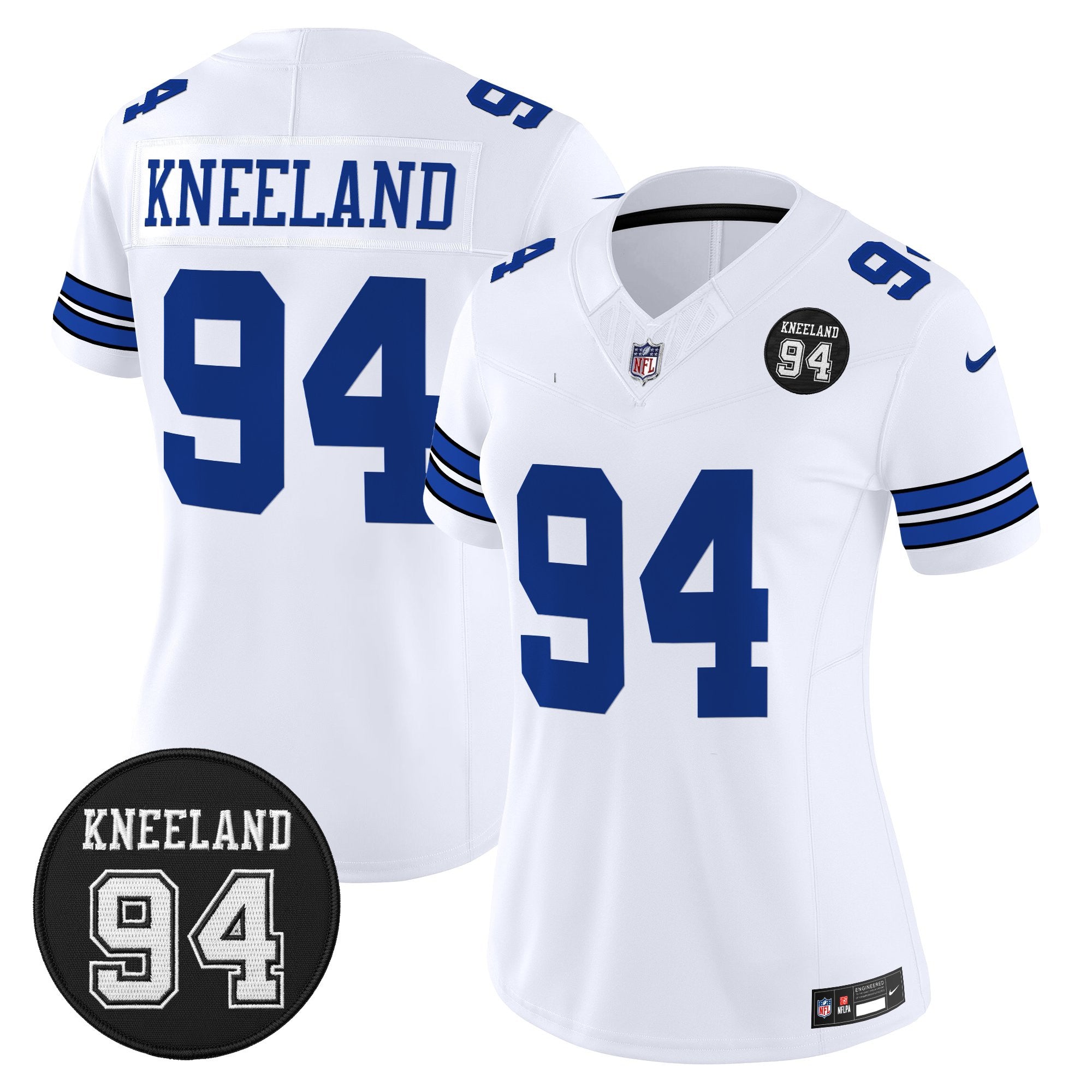 Women's Dallas Cowboys #94 Marshawn Kneeland Memorial Patch Vapor Limited Jersey - All Stitched