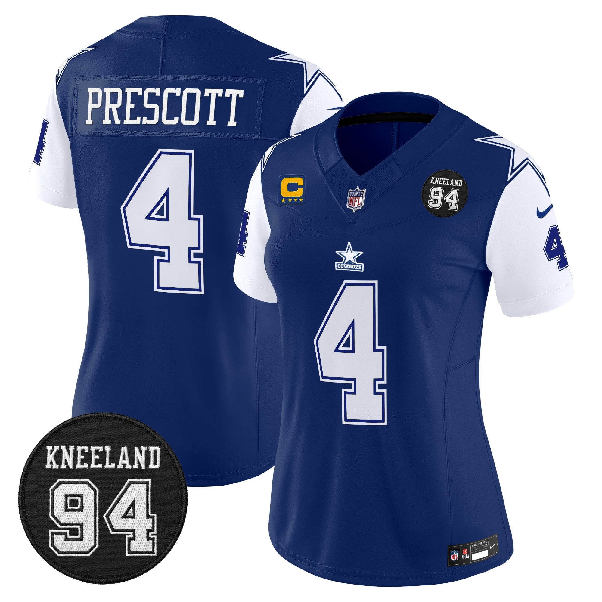 Women's Dallas Cowboys #94 Marshawn Kneeland Memorial Patch Vapor Limited Jersey - All Stitched
