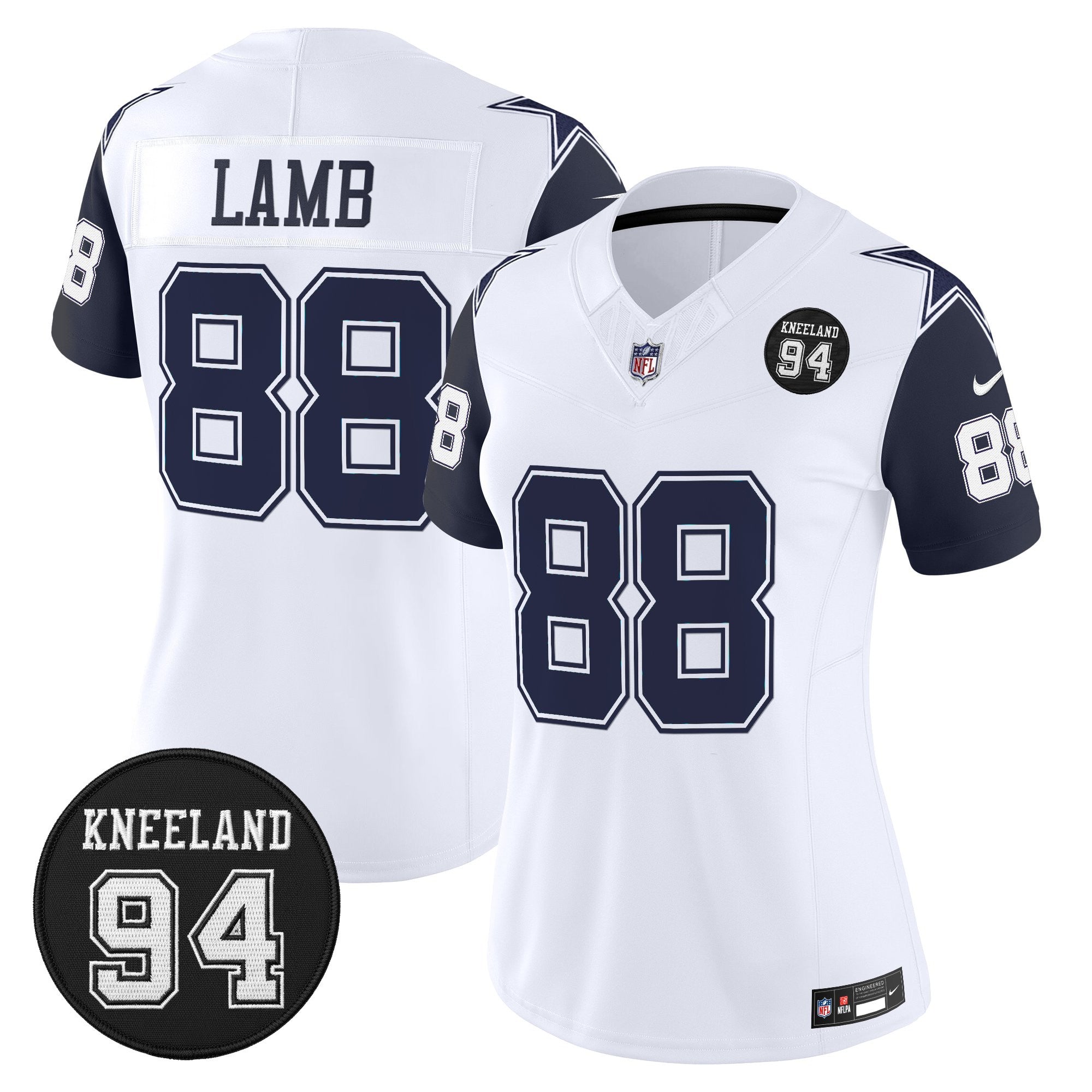Women's Dallas Cowboys #94 Marshawn Kneeland Memorial Patch Vapor Limited Jersey - All Stitched