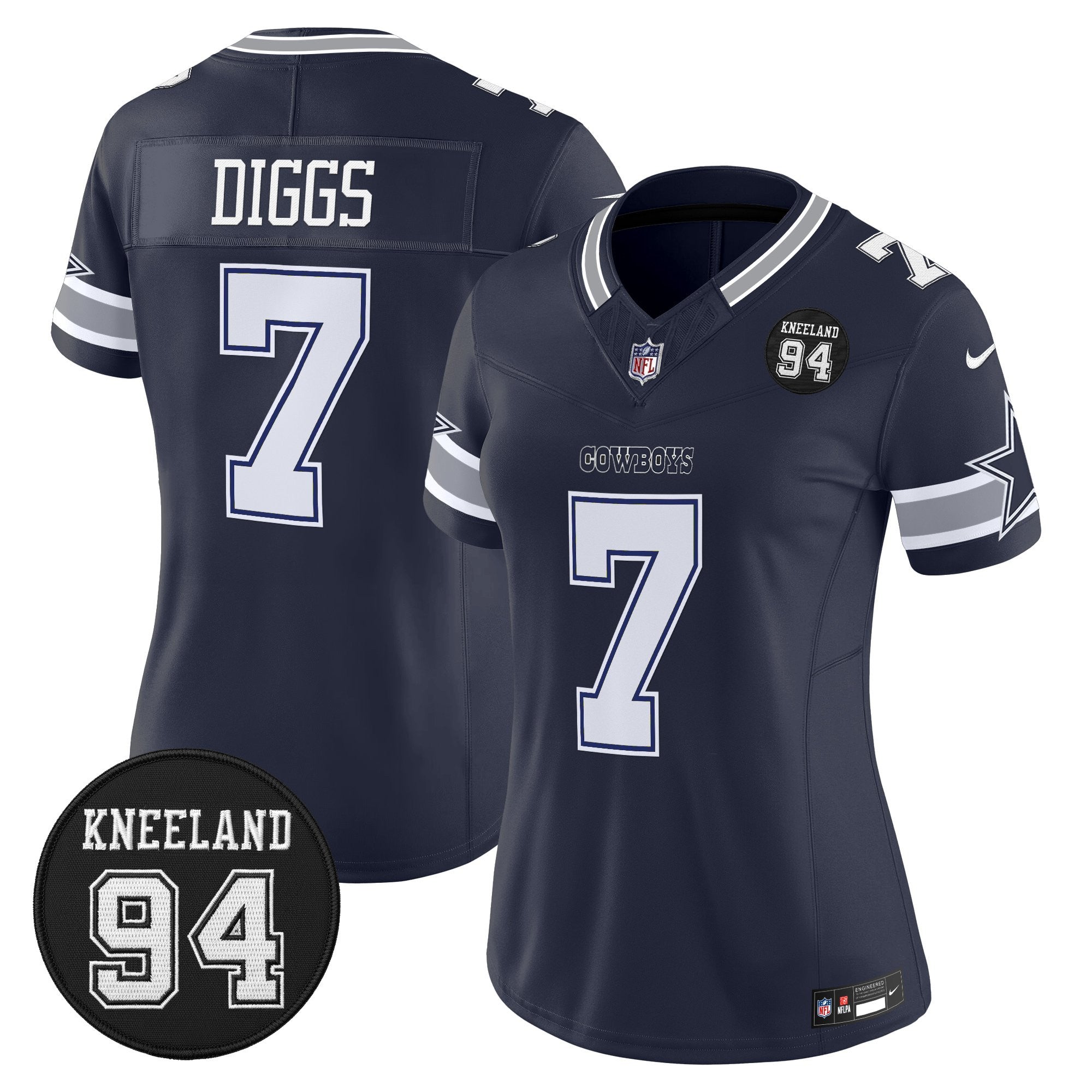 Women's Dallas Cowboys #94 Marshawn Kneeland Memorial Patch Vapor Limited Jersey - All Stitched