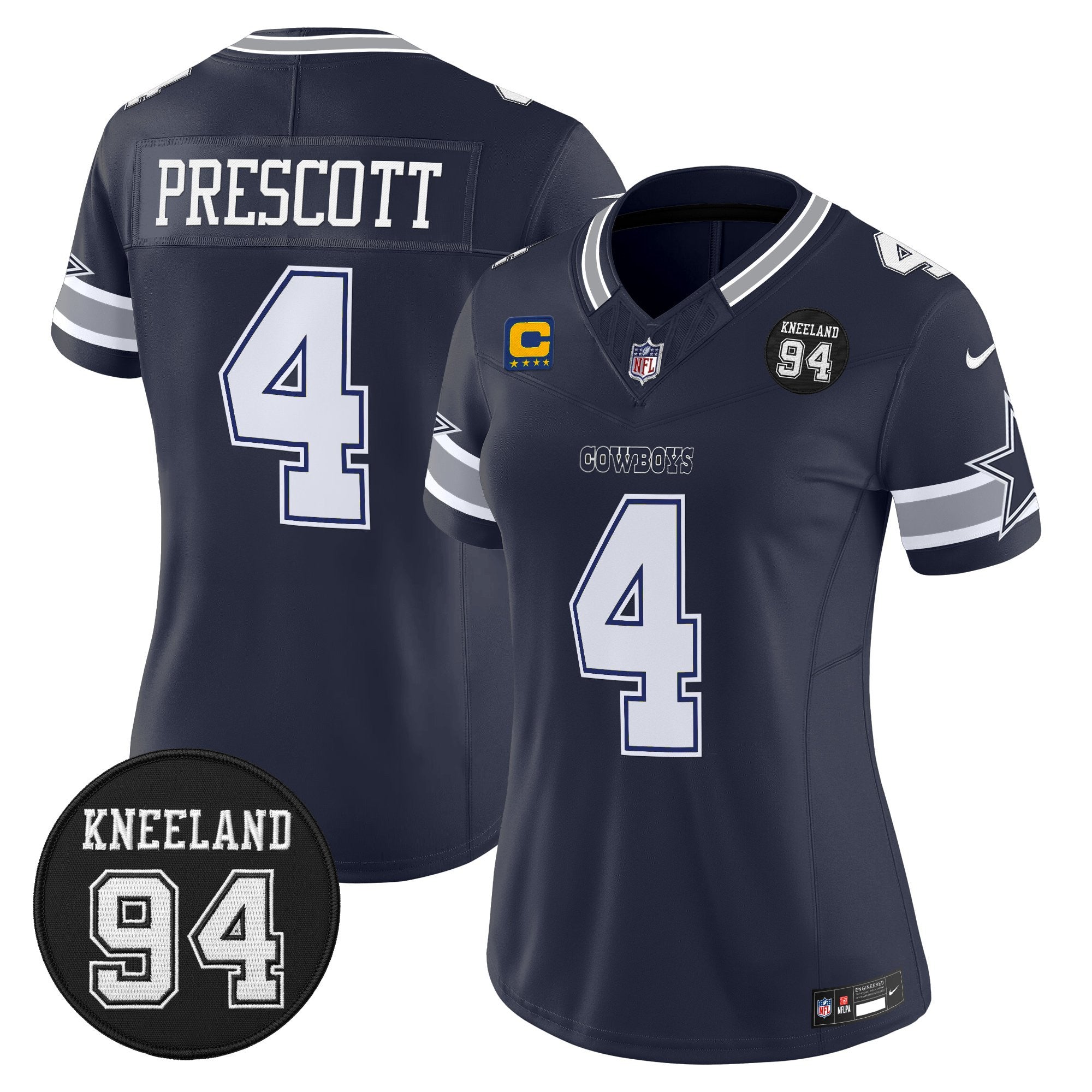 Women's Dallas Cowboys #94 Marshawn Kneeland Memorial Patch Vapor Limited Jersey - All Stitched
