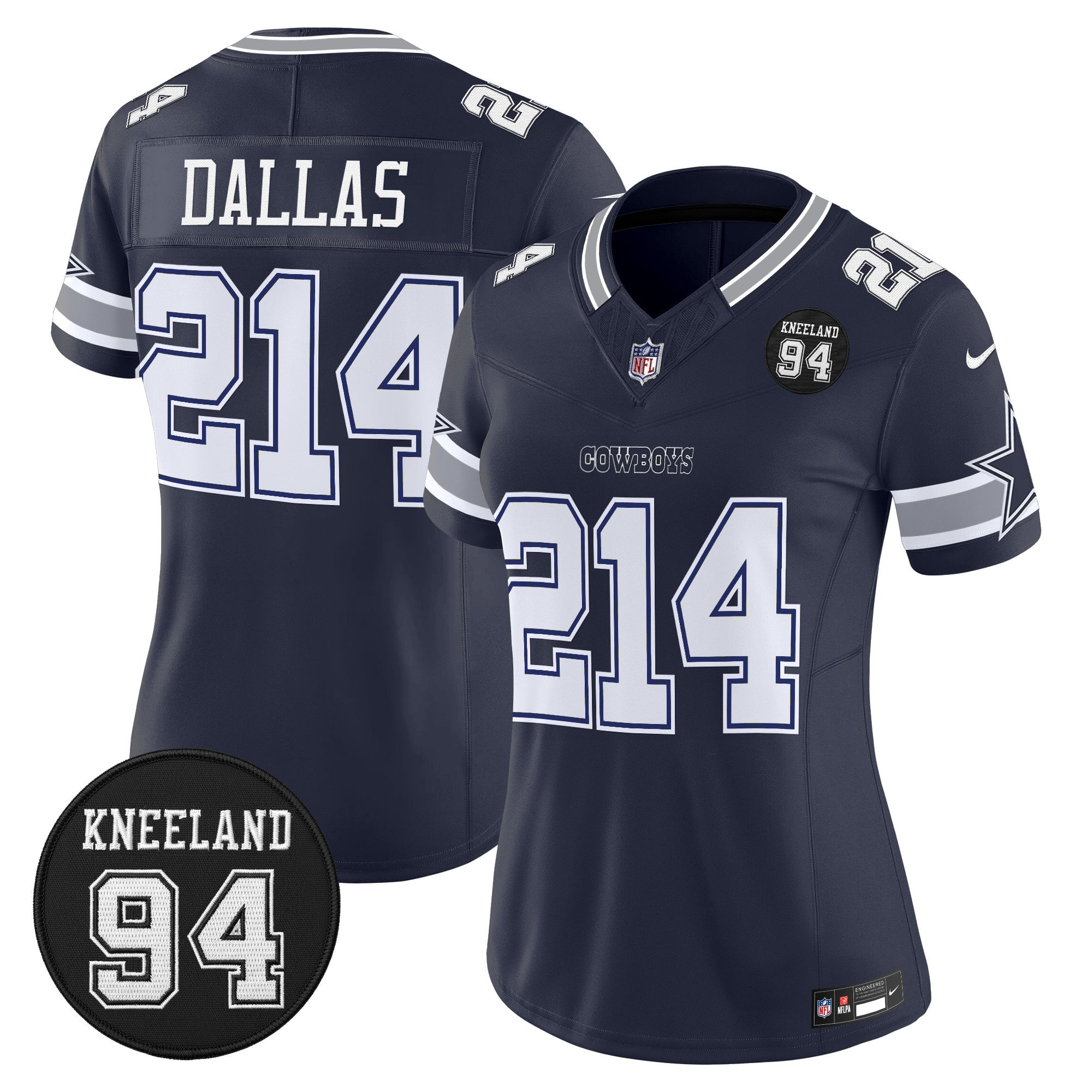 Women's Dallas Cowboys #94 Marshawn Kneeland Memorial Patch Vapor Limited Jersey - All Stitched