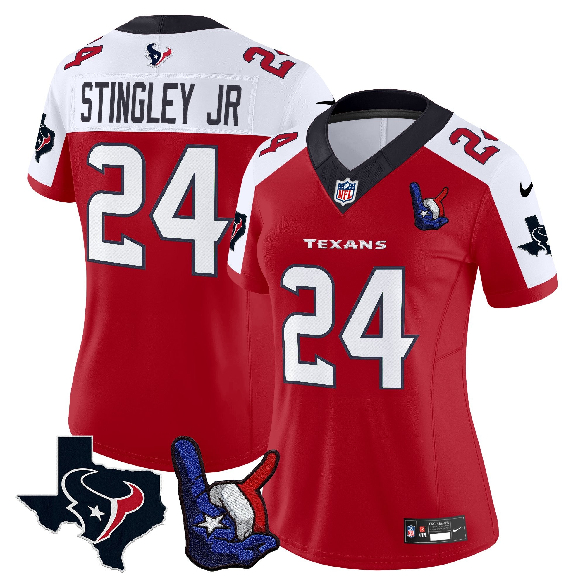 Women's Houston Texans Hand Sign Throwing Up The H Vapor Jersey - All Stitched
