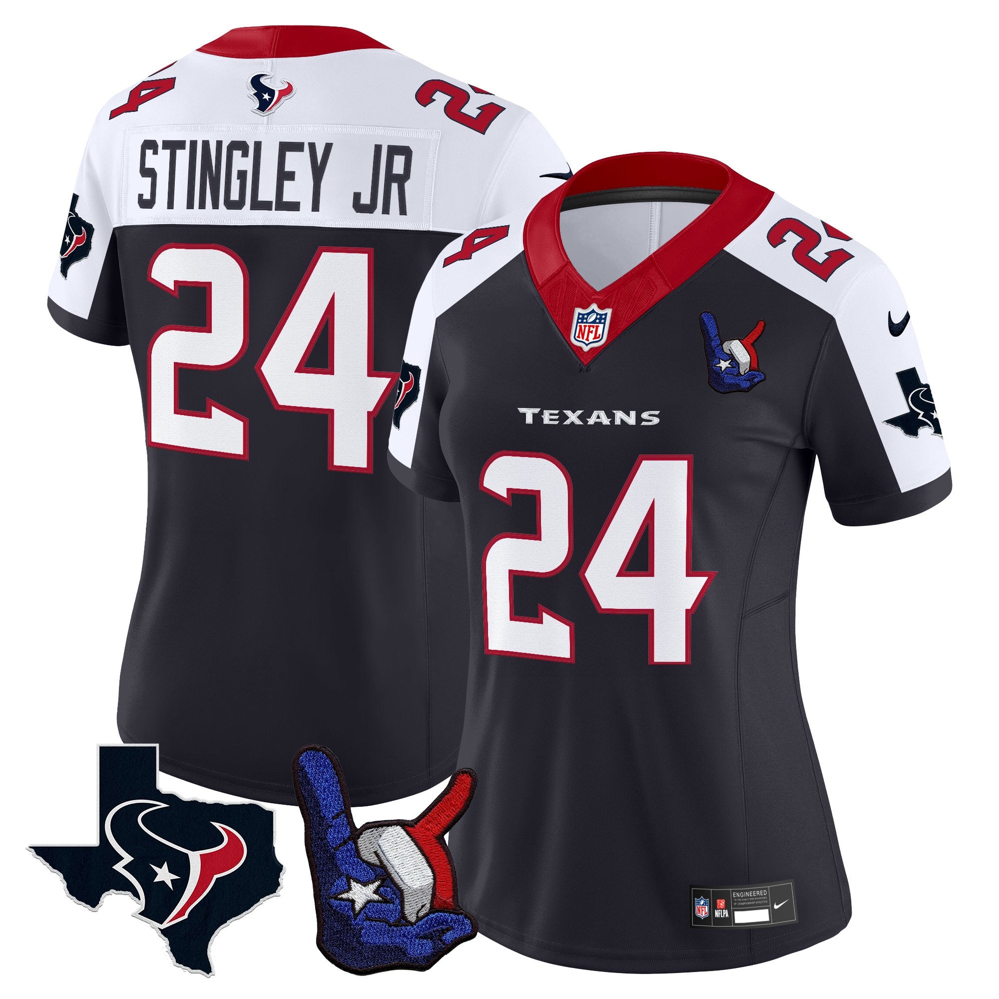 Women's Houston Texans Hand Sign Throwing Up The H Vapor Jersey - All Stitched