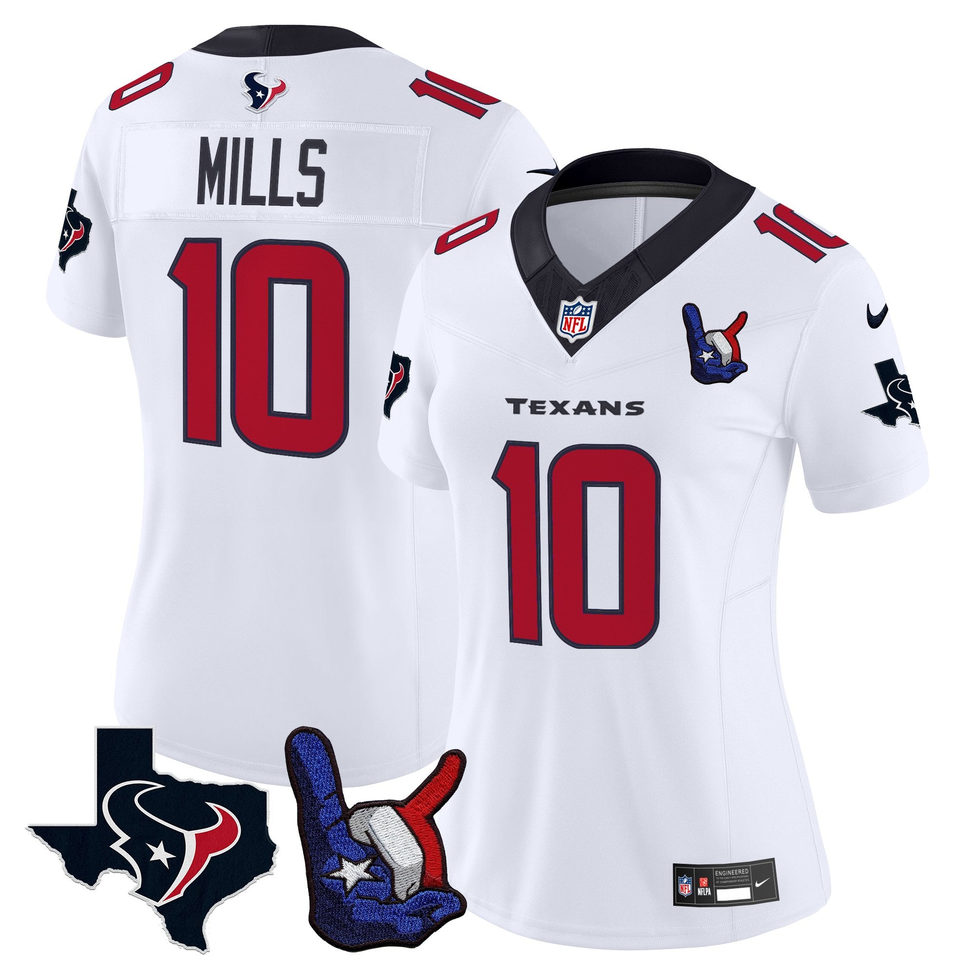 Women's Houston Texans Hand Sign Throwing Up The H Vapor Jersey - All Stitched