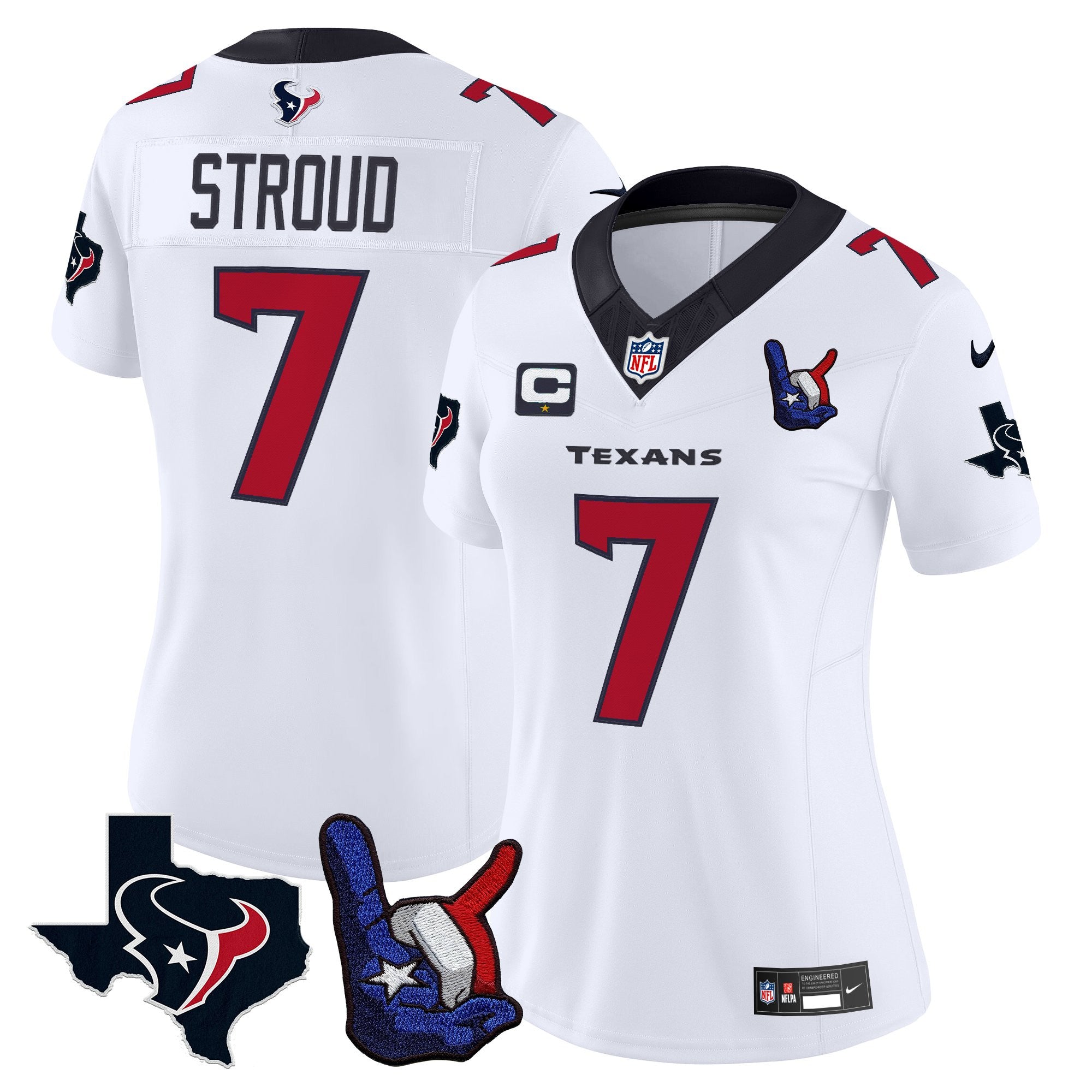 Women's Houston Texans Hand Sign Throwing Up The H Vapor Jersey - All Stitched