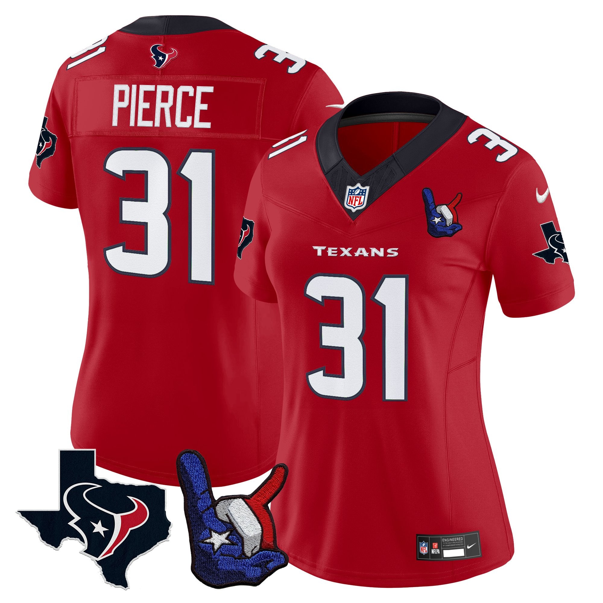 Women's Houston Texans Hand Sign Throwing Up The H Vapor Jersey - All Stitched