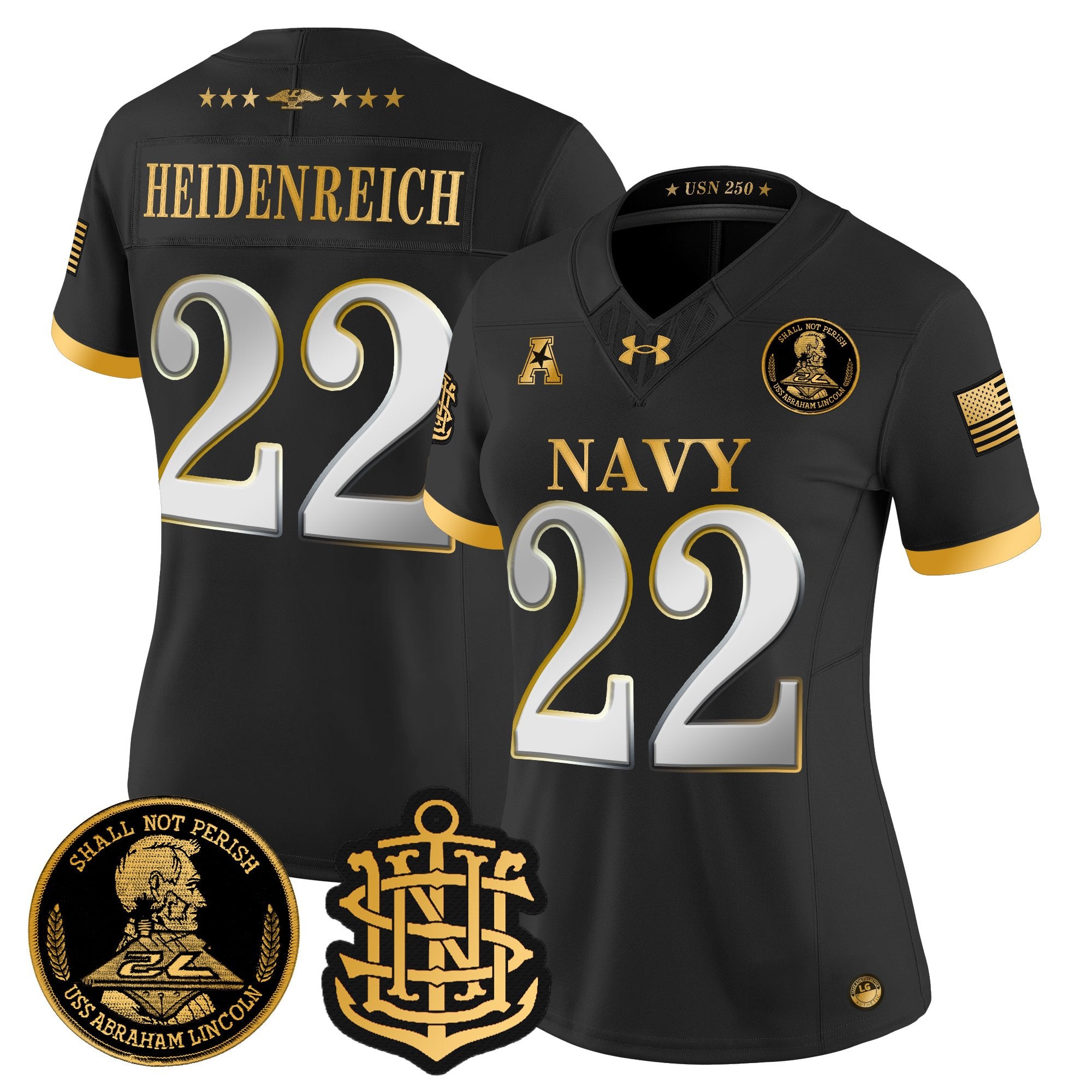 Women's Navy Midshipmen 250th Anniversary Gold Vapor Limited Jersey - All Stitched