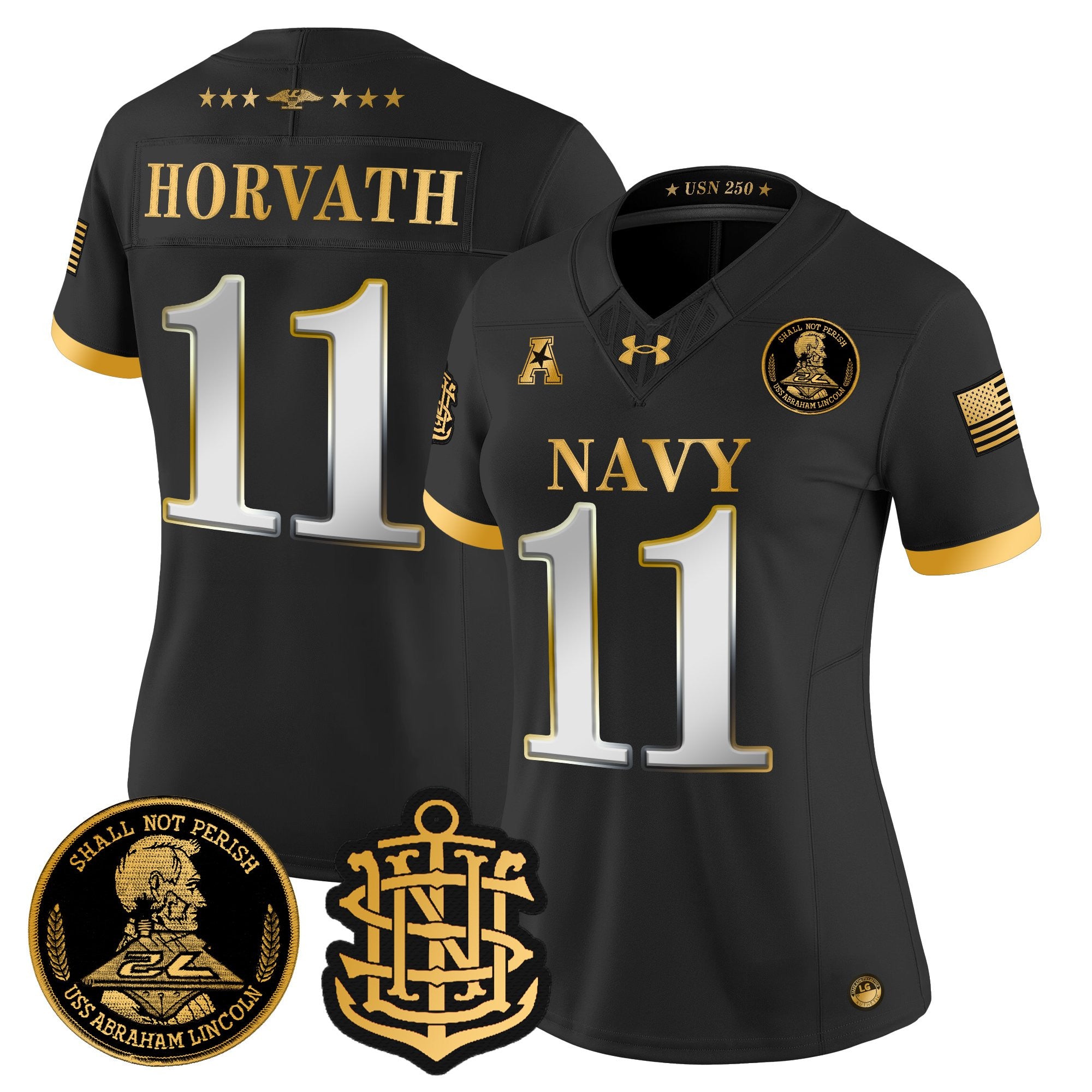 Women's Navy Midshipmen 250th Anniversary Gold Vapor Limited Jersey - All Stitched