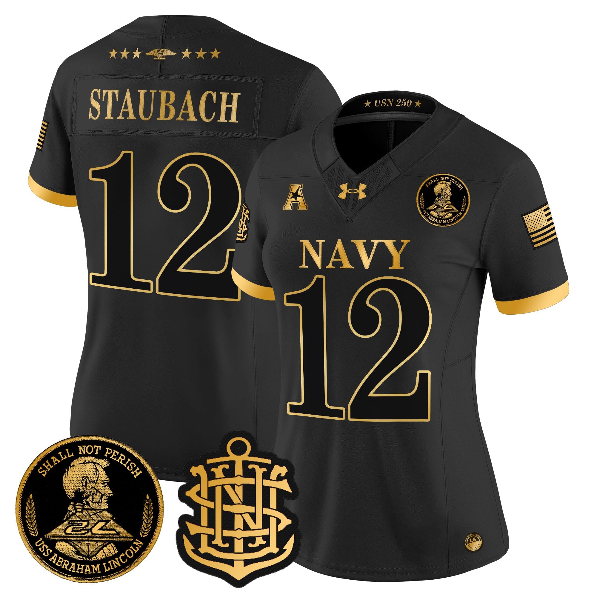 Women's Navy Midshipmen 250th Anniversary Gold Vapor Limited Jersey - All Stitched