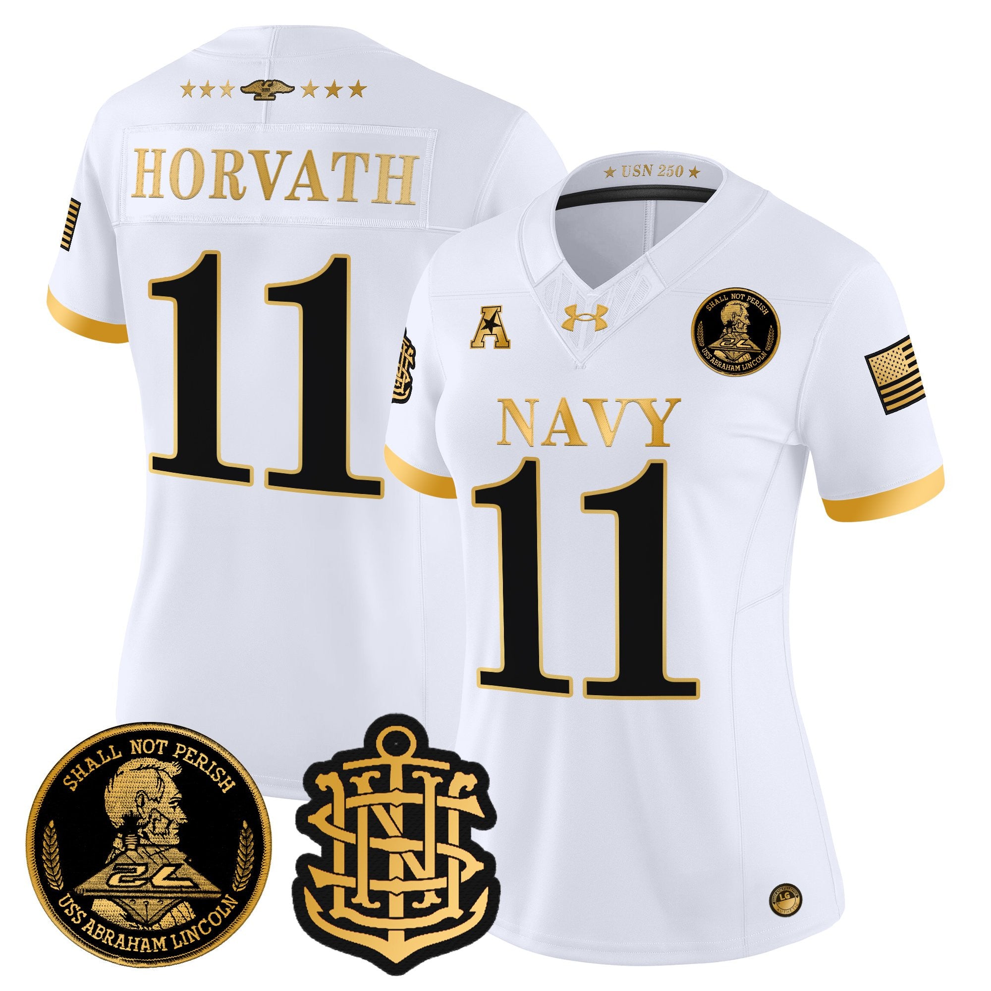 Women's Navy Midshipmen 250th Anniversary Gold Vapor Limited Jersey - All Stitched