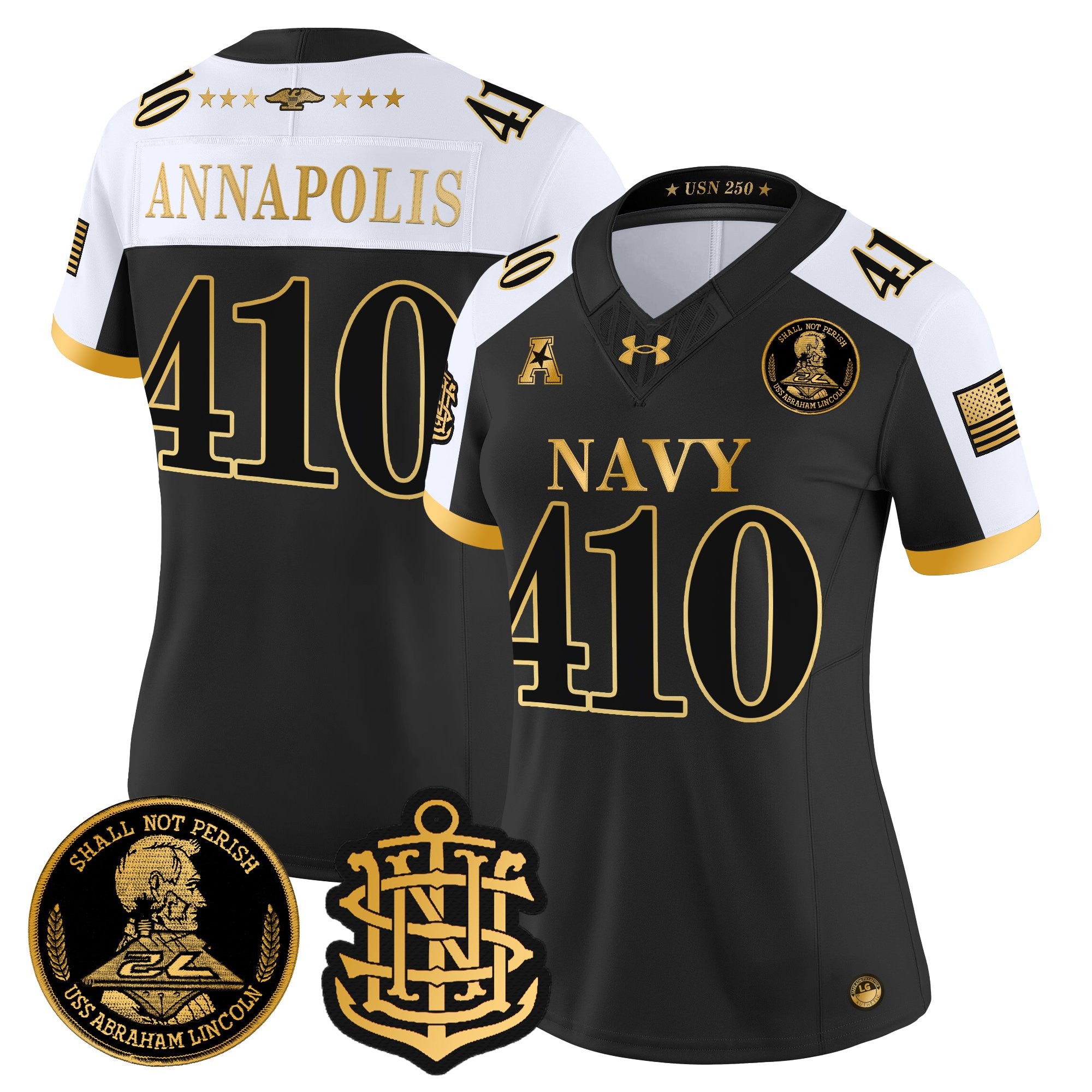 Women's Navy Midshipmen 250th Anniversary Gold Vapor Limited Jersey - All Stitched