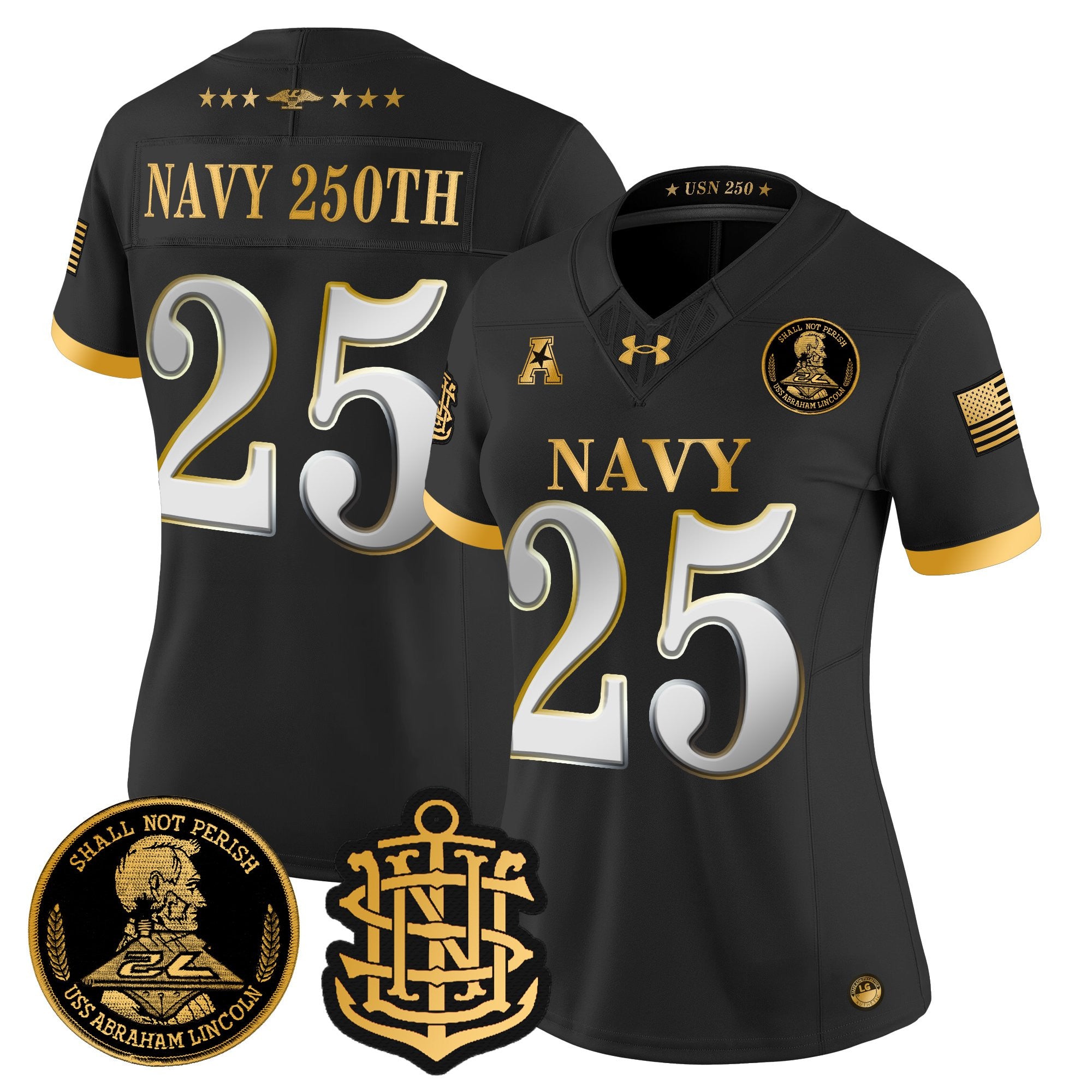 Women's Navy Midshipmen 250th Anniversary Gold Vapor Limited Jersey - All Stitched