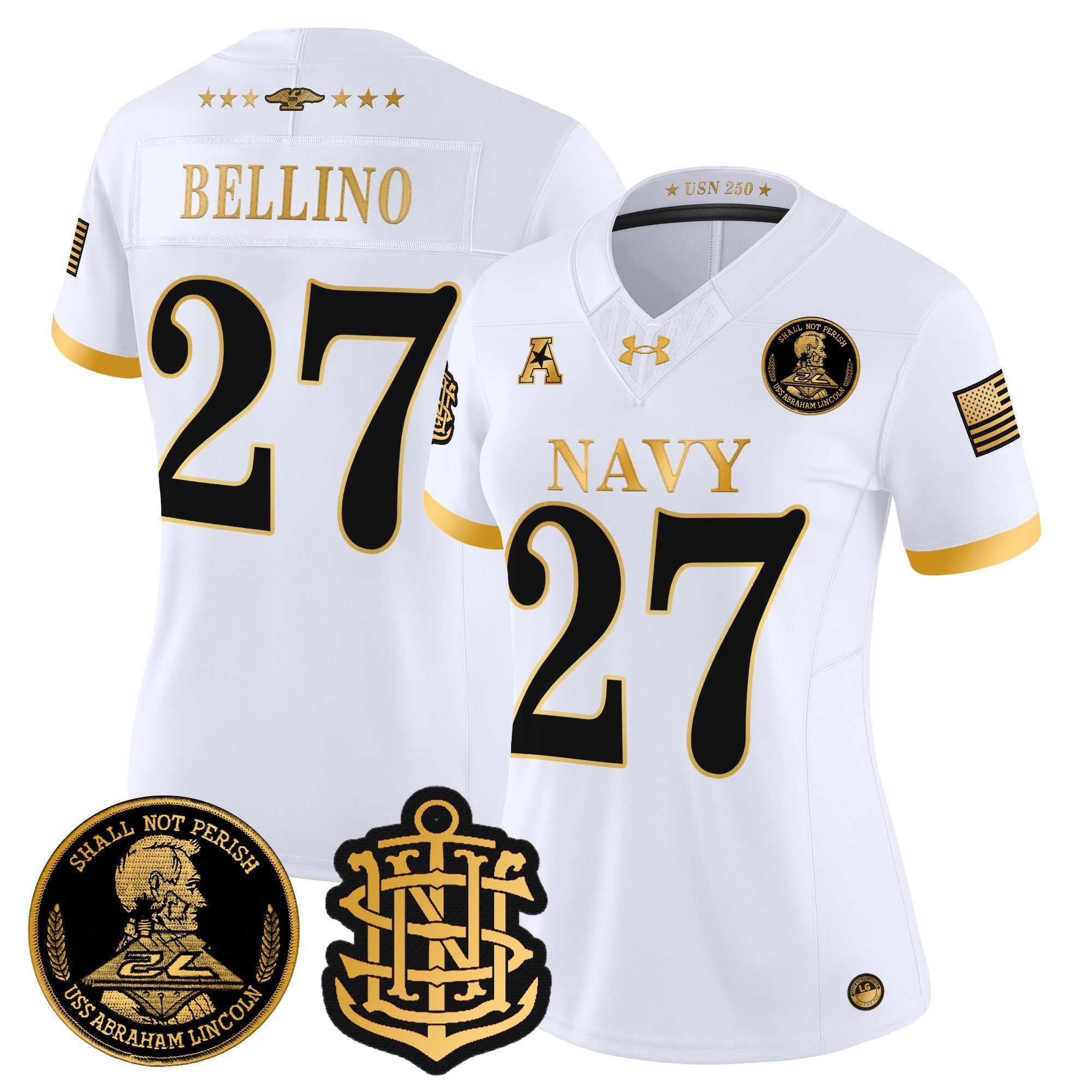 Women's Navy Midshipmen 250th Anniversary Gold Vapor Limited Jersey - All Stitched
