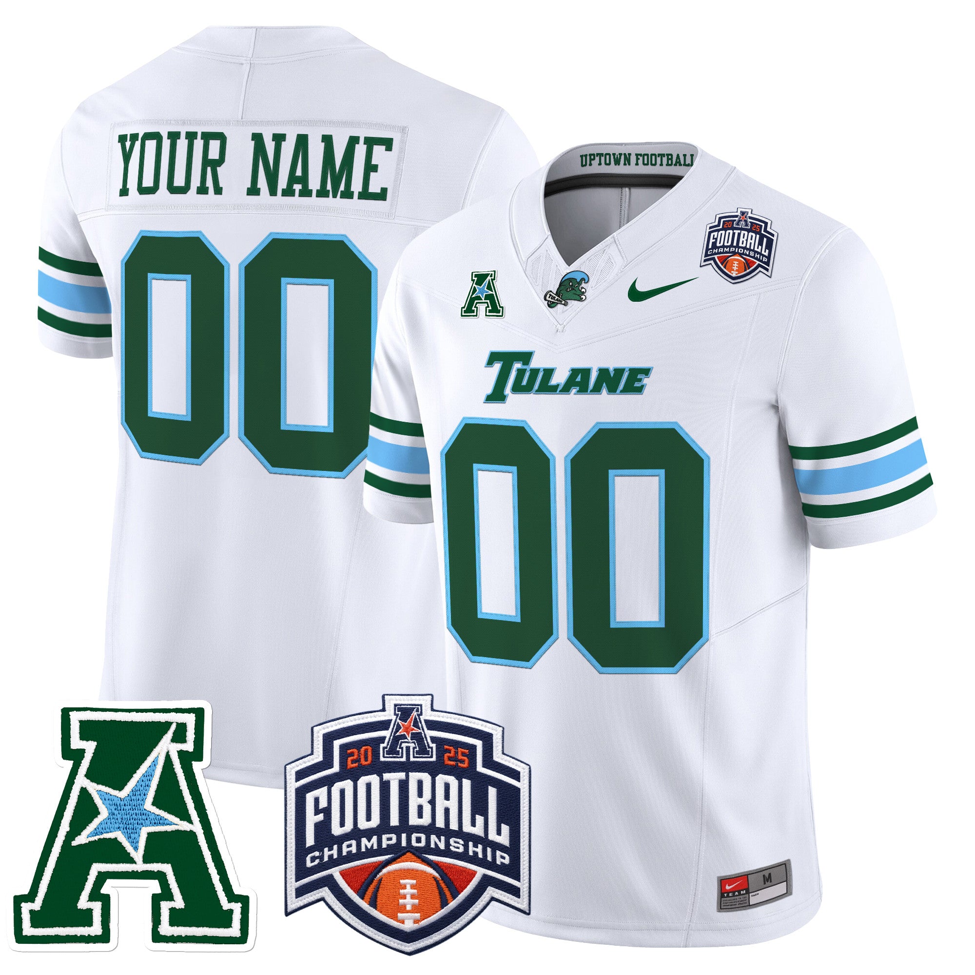 Tulane Green Wave 2025 AAC Championship Vapor Limited Custom Jersey - All Stitched