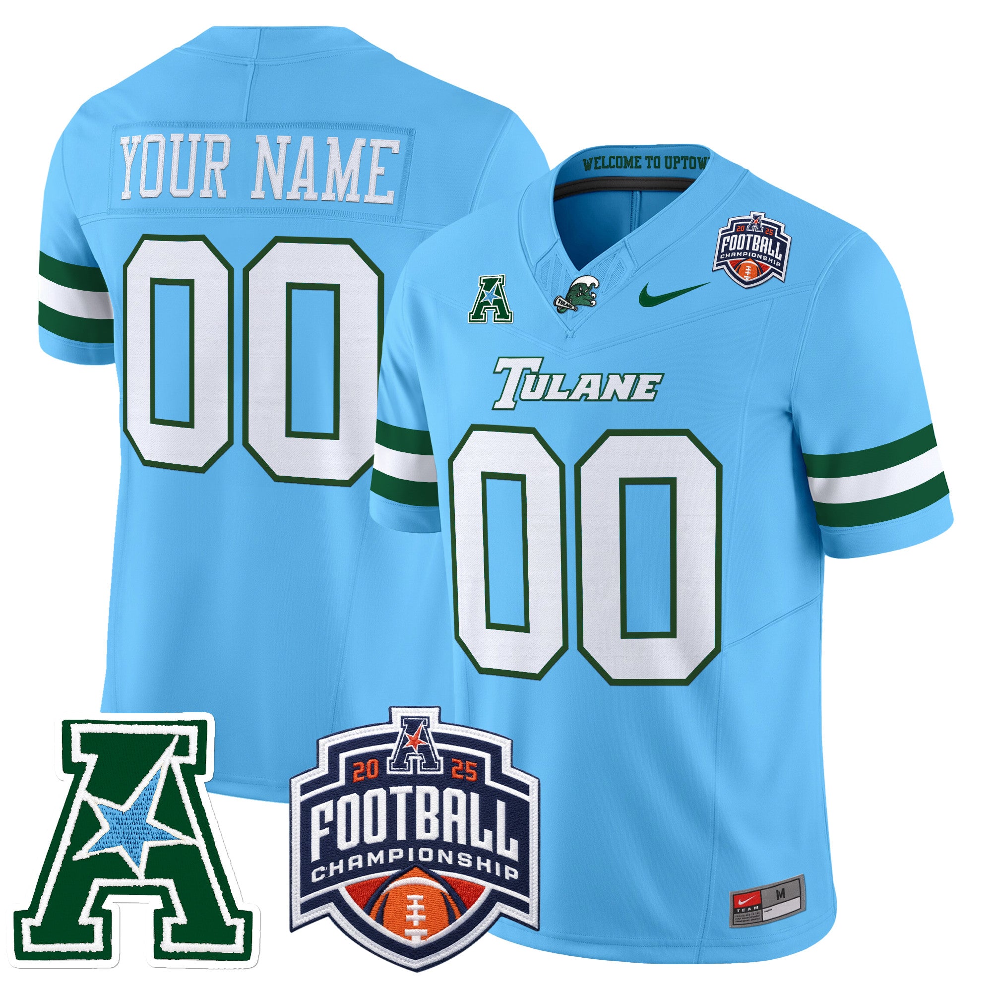 Tulane Green Wave 2025 AAC Championship Vapor Limited Custom Jersey - All Stitched