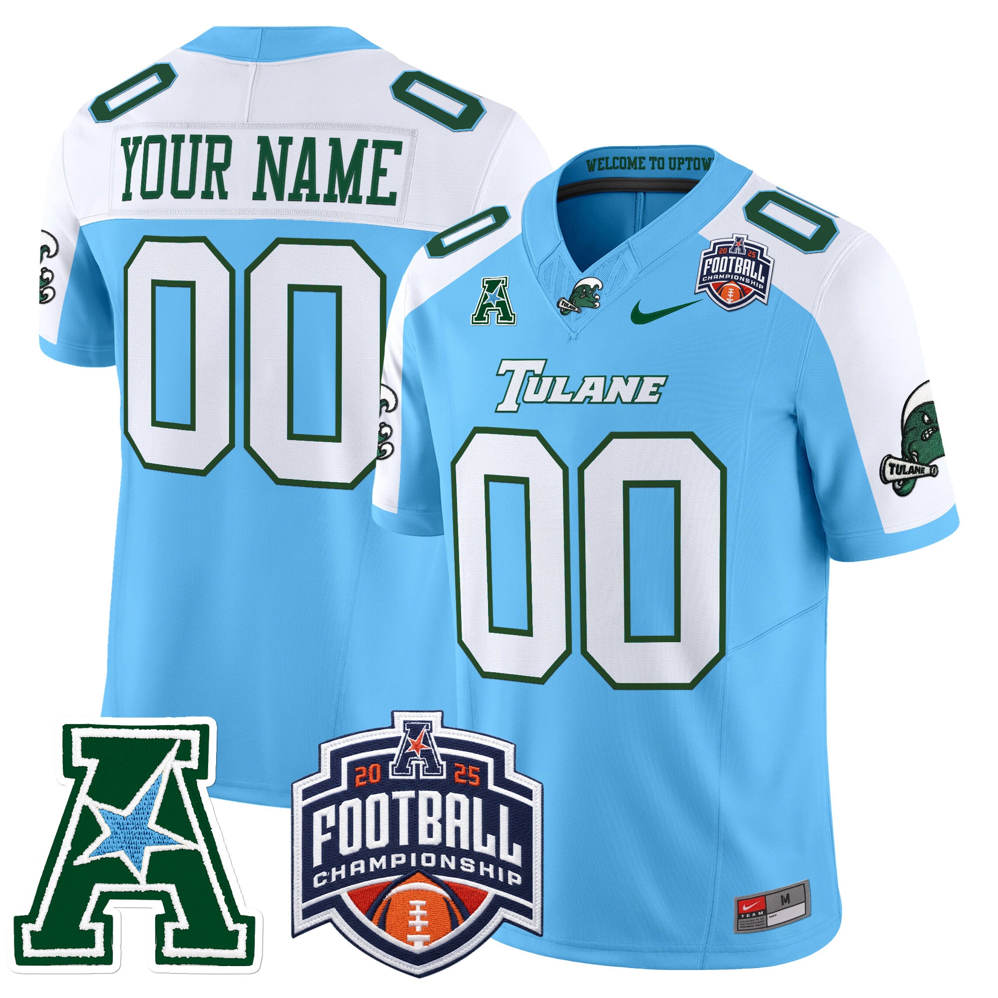 Tulane Green Wave 2025 AAC Championship Vapor Limited Custom Jersey - All Stitched