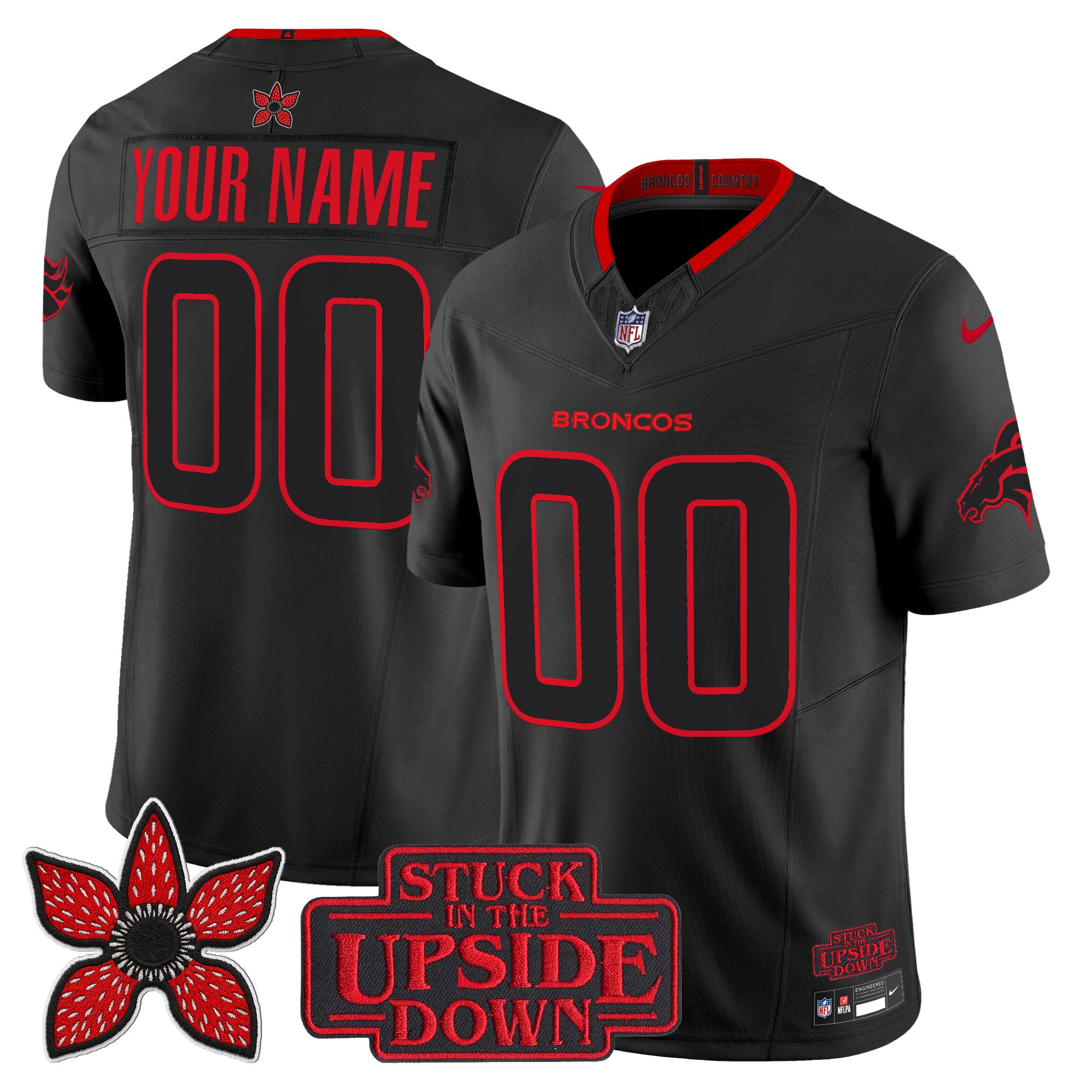 Denver Broncos 'Stranger Things Edition' Vapor Limited Custom Jersey - All Stitched