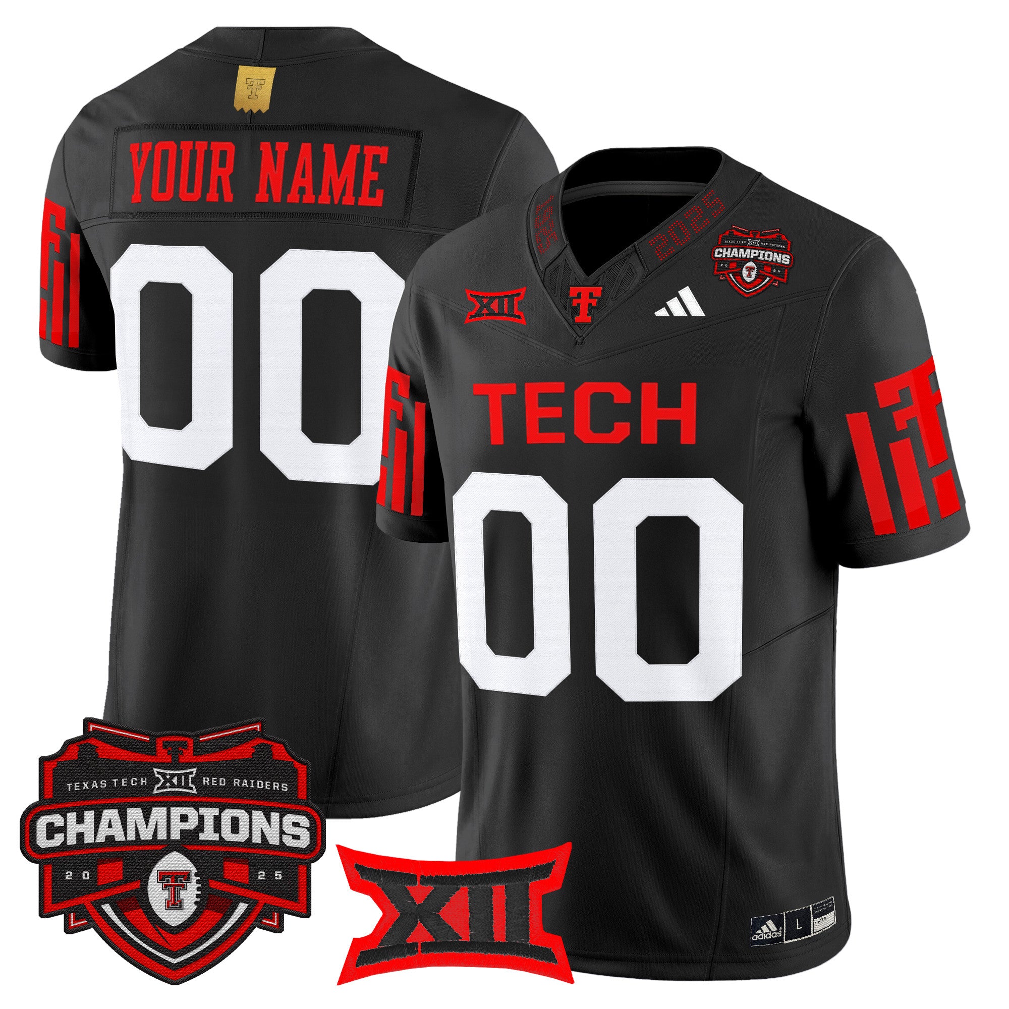Texas Tech Red Raiders 2025 Big 12 Champions Vapor Limited Custom Jersey - All Stitched